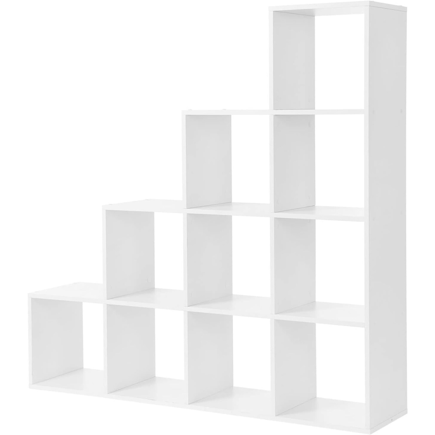 Parya Home Boekenkast, designkast, 10 kubusvakken, tentoonstellingsrek van hout, vrijstaand rek, ruimteverdeler, wit