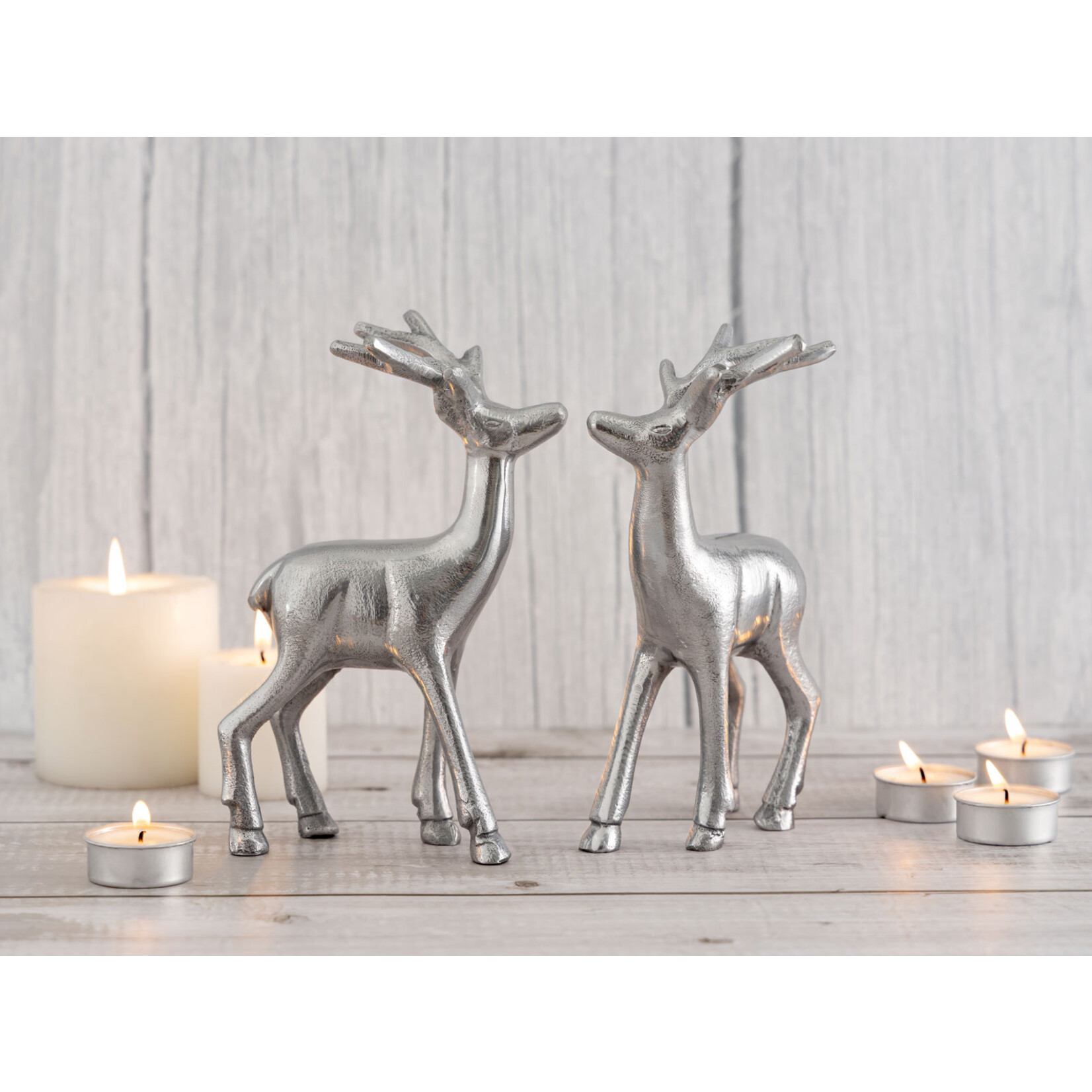Bobbel Home Bobbel Home - Deco figure deer set of 2 table decoration animal figure metal Christmas decoration silver aluminium