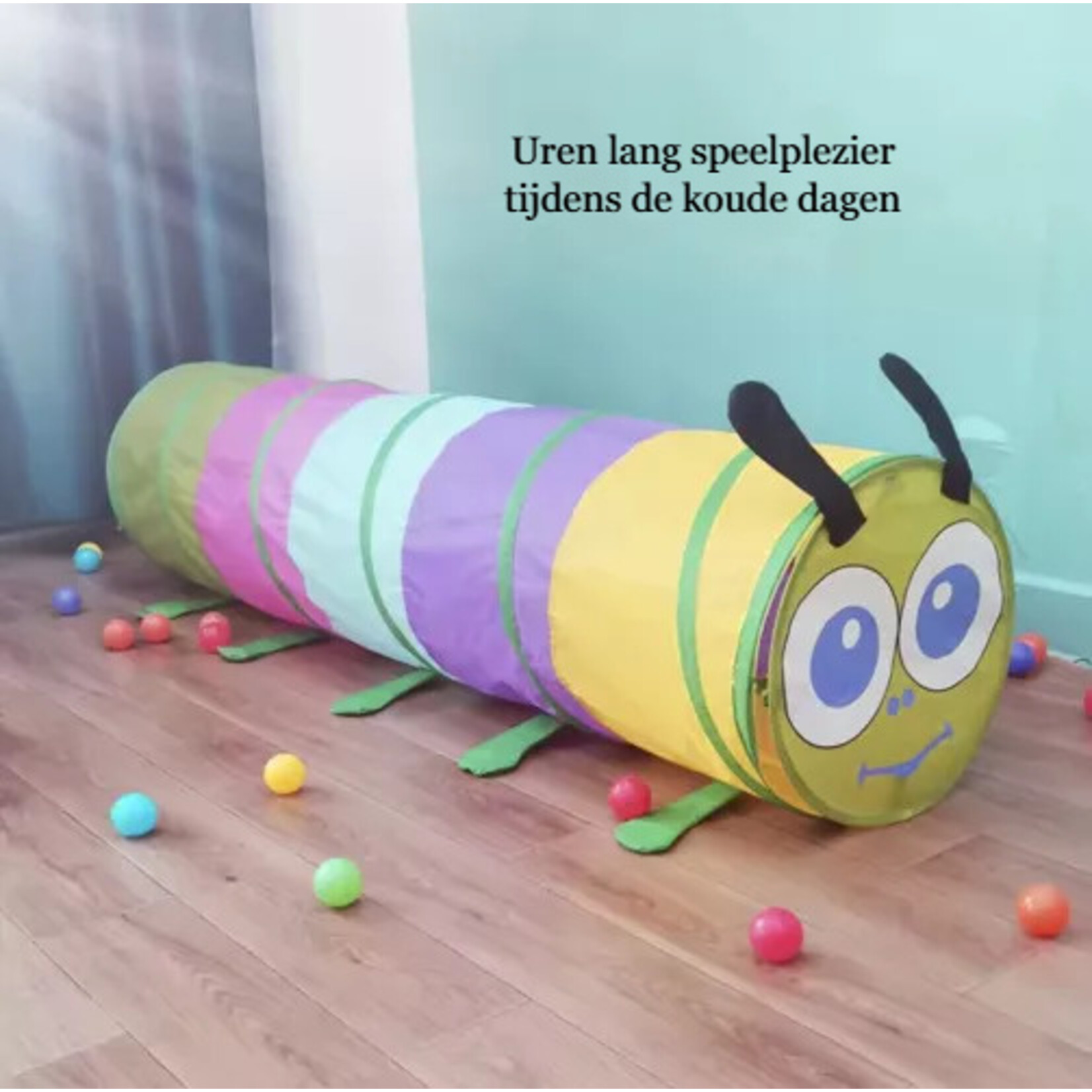 Bobbel Home Bobbel Home Play Tunnel for Children - Crawling Tunnel Caterpillar - 165x46cm - Includes Carrying Bag - Play Tent with Tunnel - Crawling Roller - Foldable - Indoor and Outdoor Play Tent