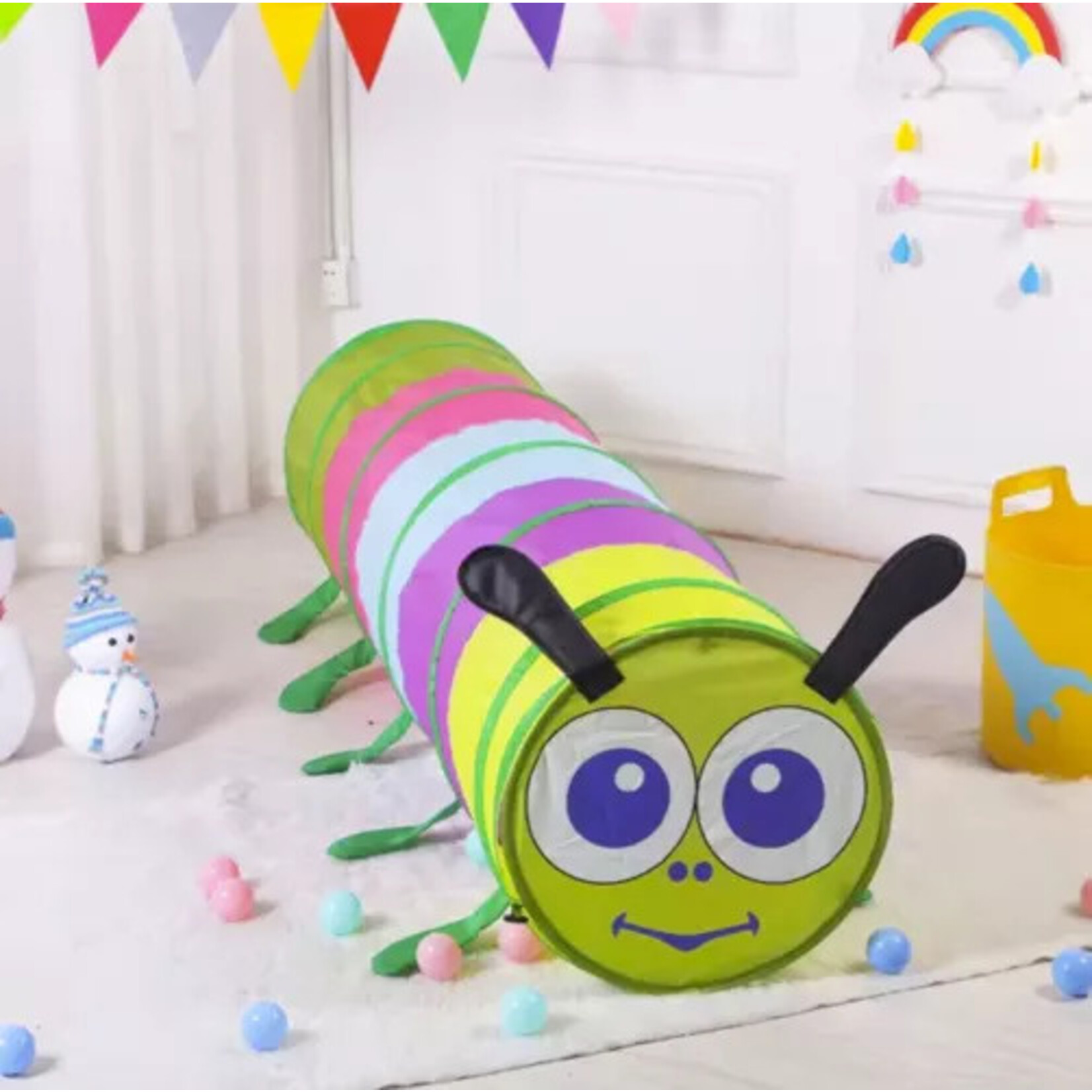 Bobbel Home Bobbel Home Play Tunnel for Children - Crawling Tunnel Caterpillar - 165x46cm - Includes Carrying Bag - Play Tent with Tunnel - Crawling Roller - Foldable - Indoor and Outdoor Play Tent