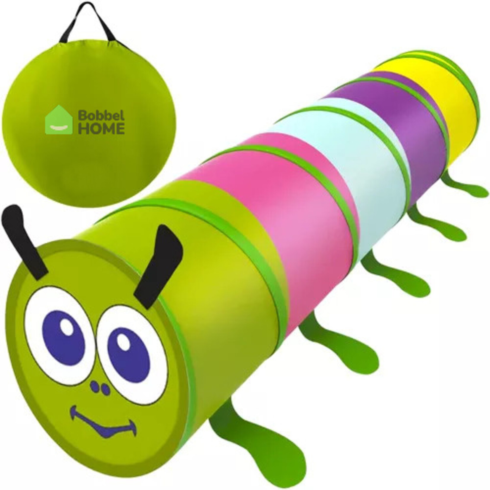 Bobbel Home Bobbel Home Play Tunnel for Children - Crawling Tunnel Caterpillar - 165x46cm - Includes Carrying Bag - Play Tent with Tunnel - Crawling Roller - Foldable - Indoor and Outdoor Play Tent