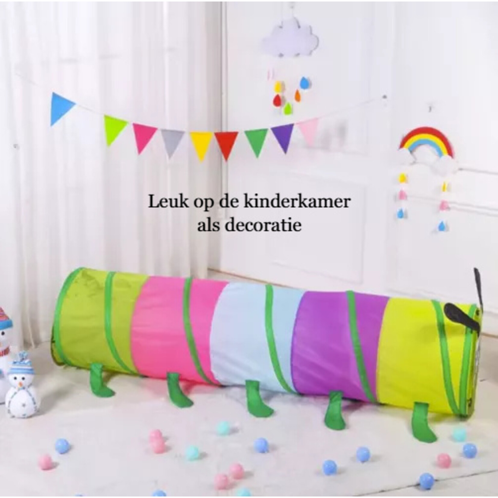 Bobbel Home Bobbel Home Play Tunnel for Children - Crawling Tunnel Caterpillar - 165x46cm - Includes Carrying Bag - Play Tent with Tunnel - Crawling Roller - Foldable - Indoor and Outdoor Play Tent
