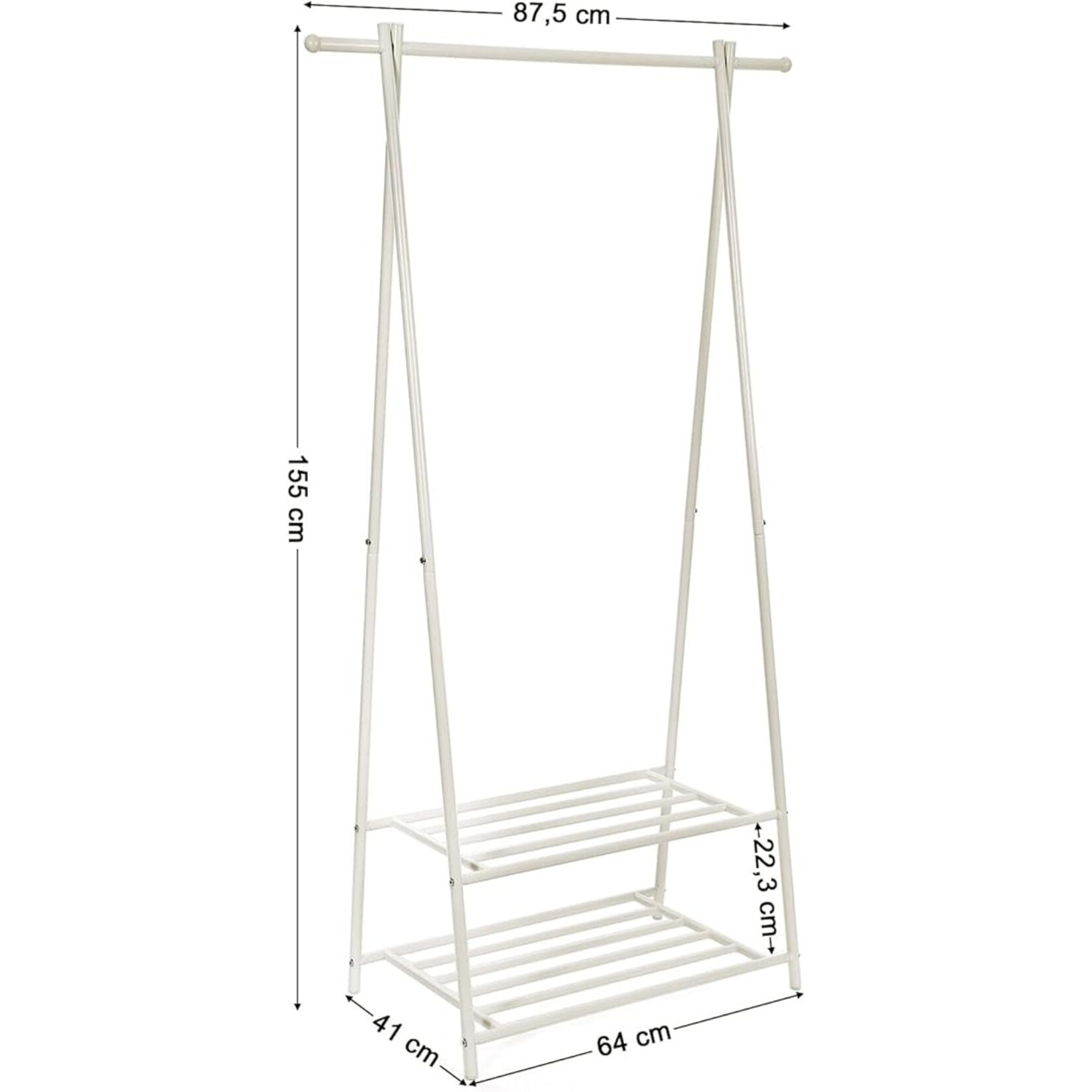 Parya Home Clothes Rack - Clothes Stand With Shoe Rack - White - 83 x 41.5 x 6.4 cm