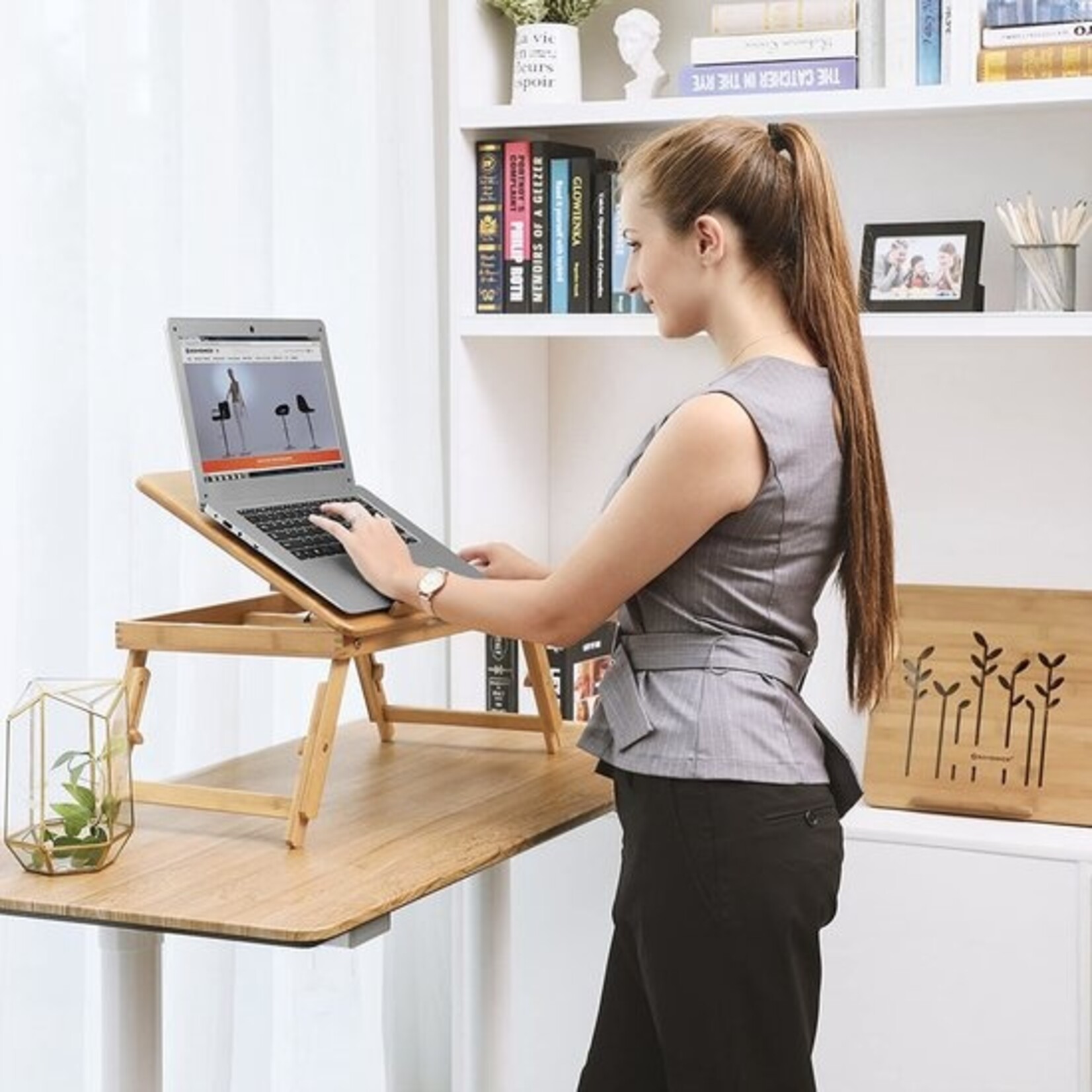 Parya Home Laptop table - Night table - Height adjustable - Foldable - 55 x 35 x 29 cm