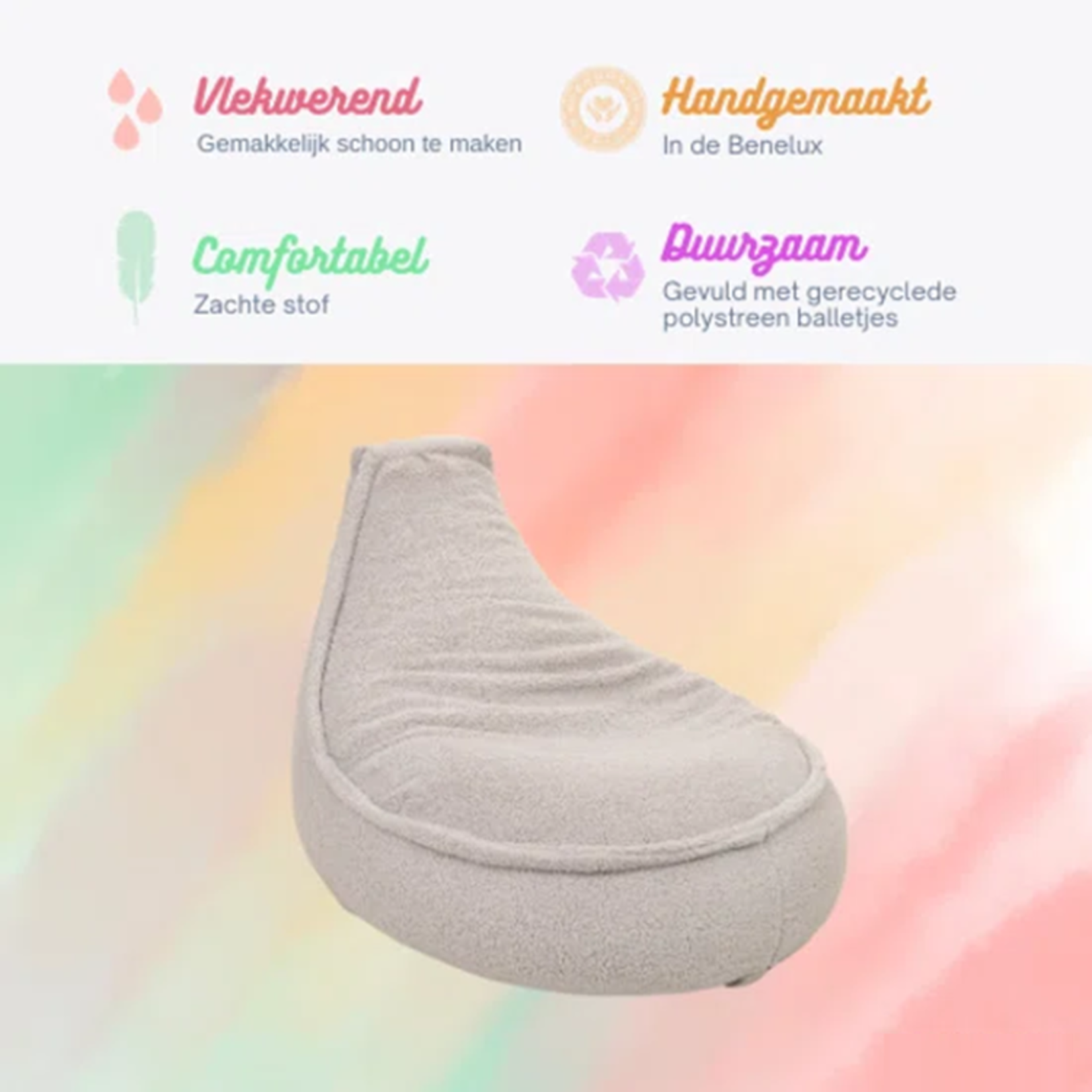 Bobbel Home Bobbel Home Beanbag Child Teddy - Beanbag Chair Junior 75 x 55 cm - Beanbag Beige - Beanbag with Filling for Indoors