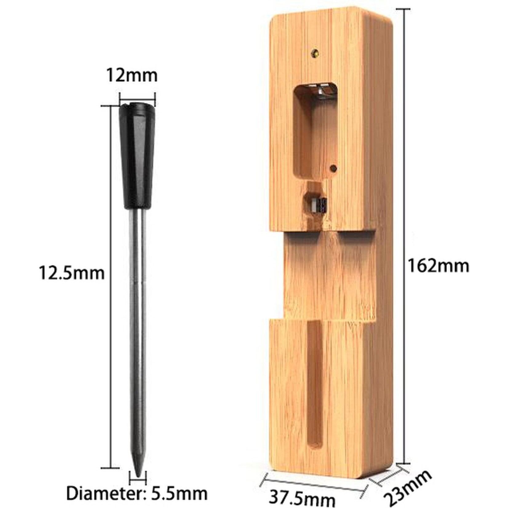 Bobbel Home Meat thermometer Wireless with App - BBQ Thermometer with Bluetooth - Oven thermometer - BBQ accessories - stainless steel - BLACK