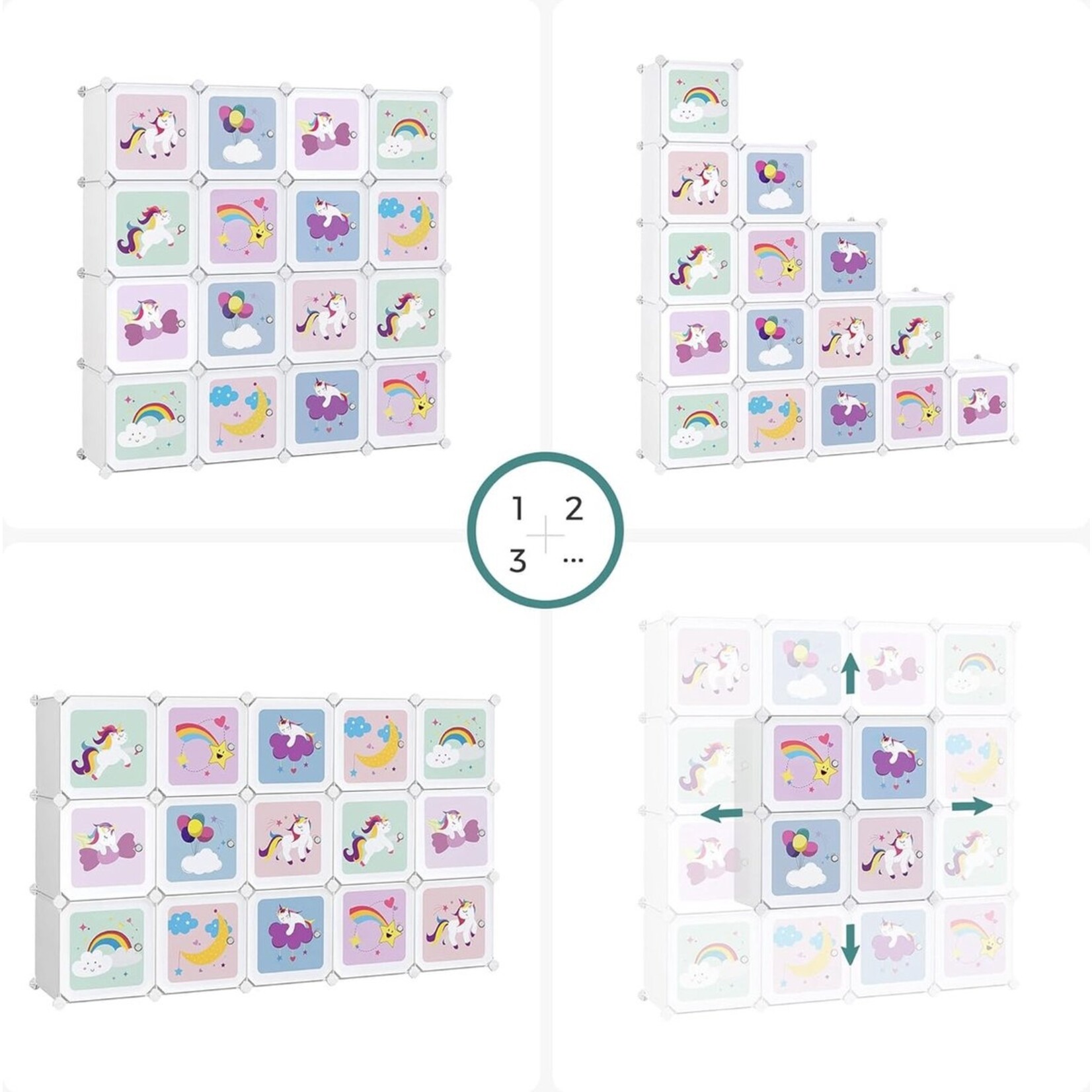 Parya Home Parya Home 16 Kubus Kinder Opbergkast, Wit