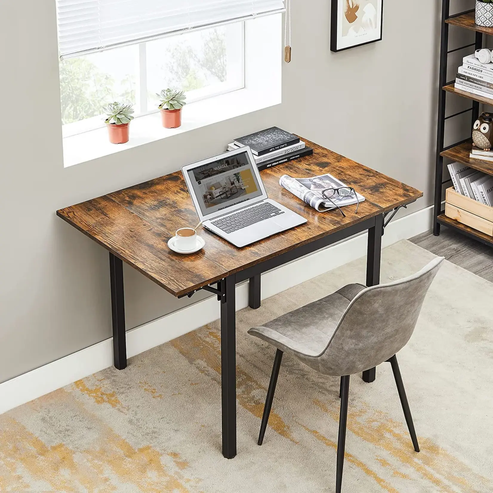 Parya Home Parya Home Folding Dining Table for 2-4 People for Small Spaces Vintage Brown/Black