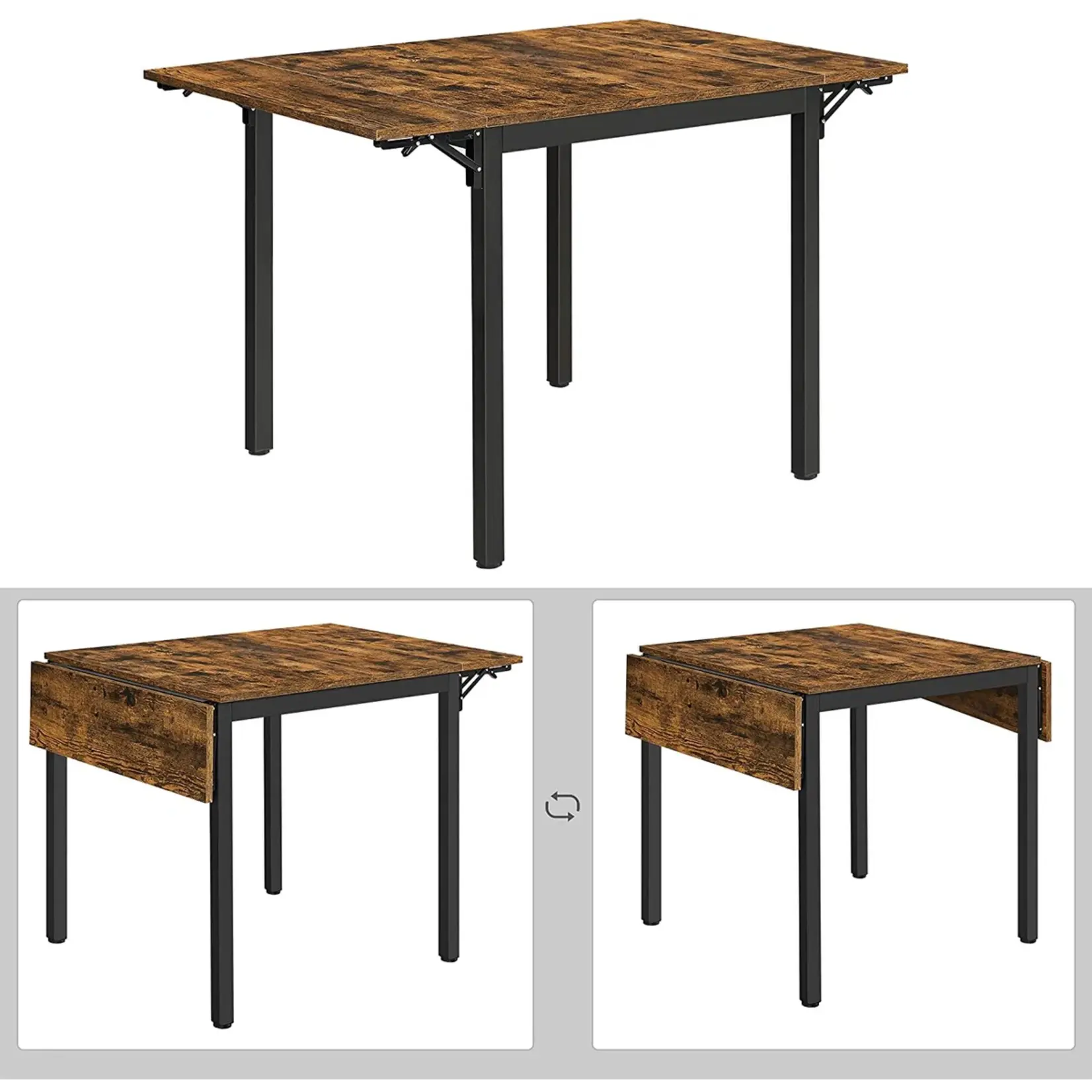 Parya Home Parya Home Folding Dining Table for 2-4 People for Small Spaces Vintage Brown/Black