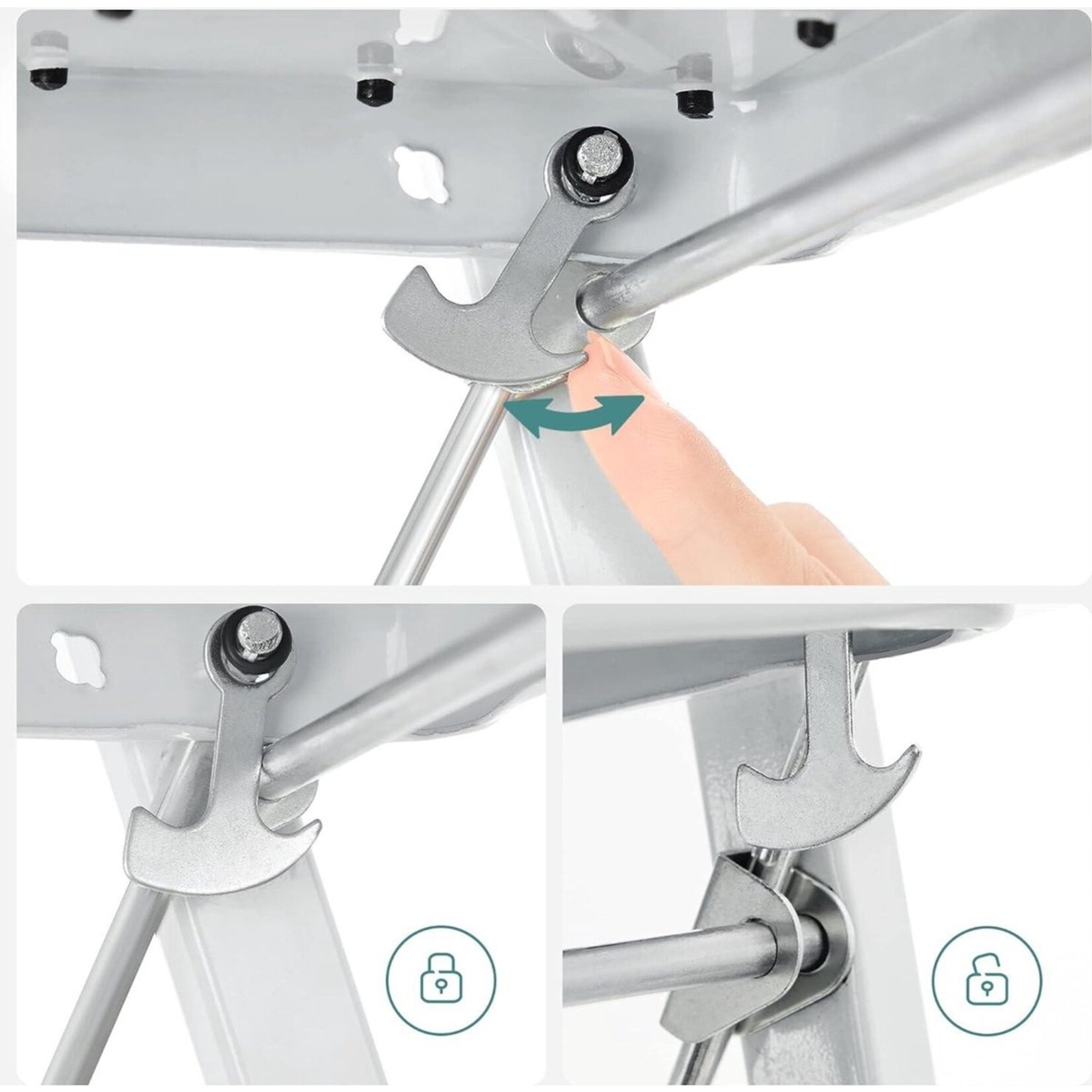 Parya Home Parya home Stair ladder 3-span folding ladder - load capacity 150 kg - GS certified - black and white