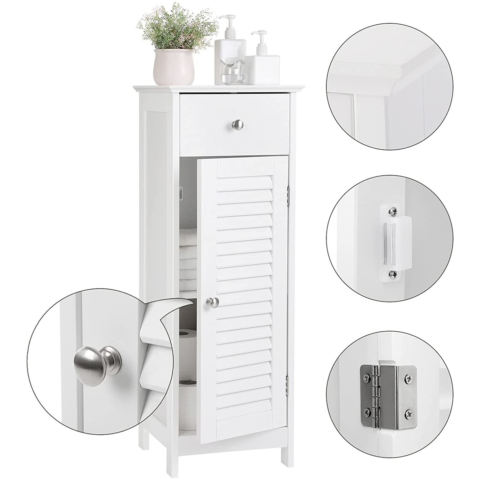 Parya Home Parya Home - White Bathroom Cabinet - Includes 1 panelled door - Rustic - MDF