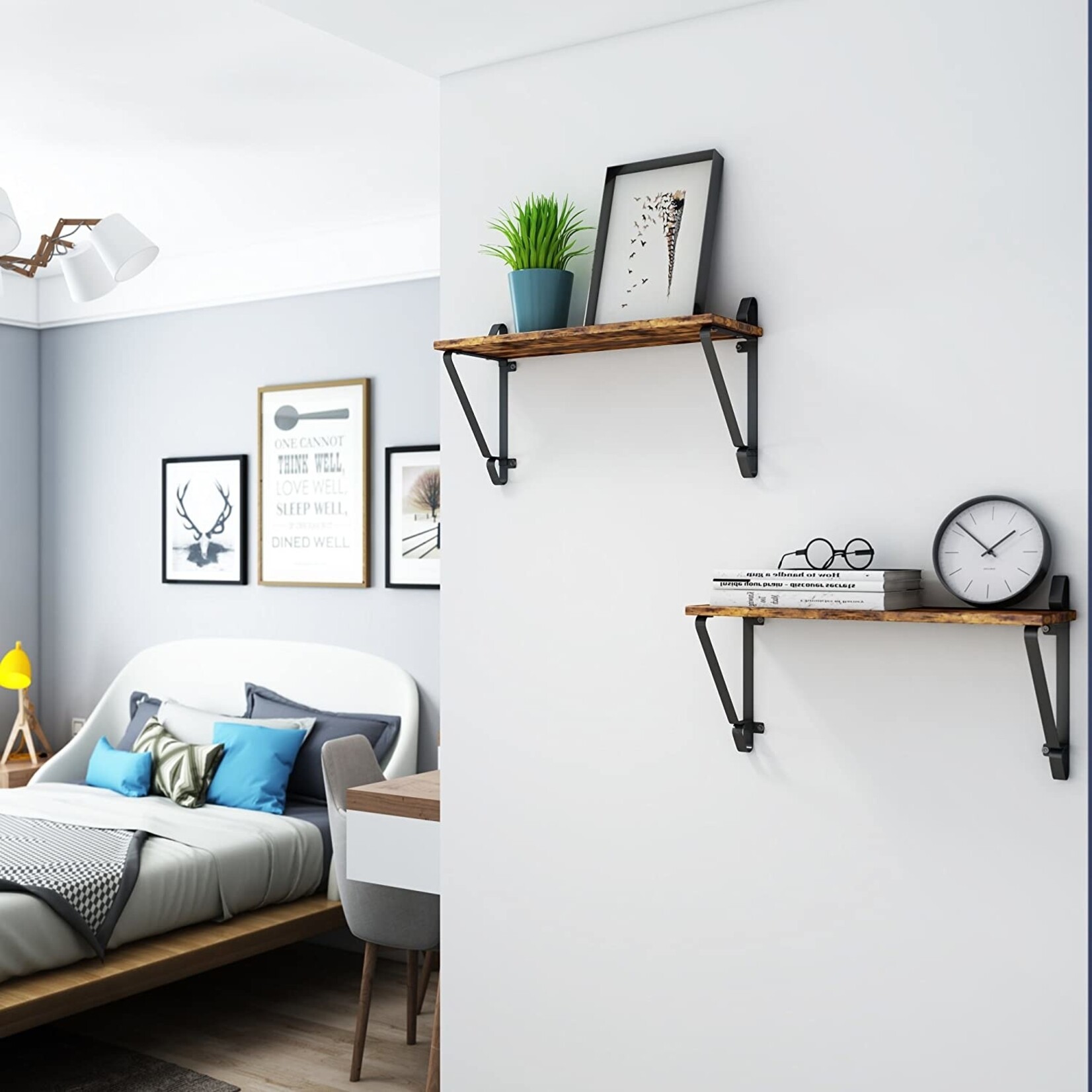 Parya Home - Houten Wandplanken - Set van 2 - Stabiele Hangplanken