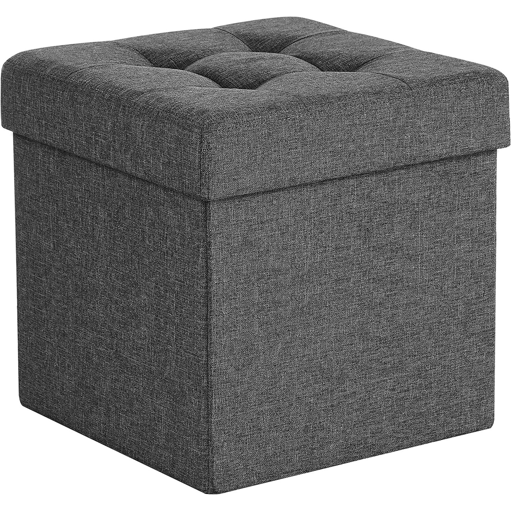 Parya Home -  Grijze Poef - Hocker - Donkergrijs - 38 x 38 x 38 cm