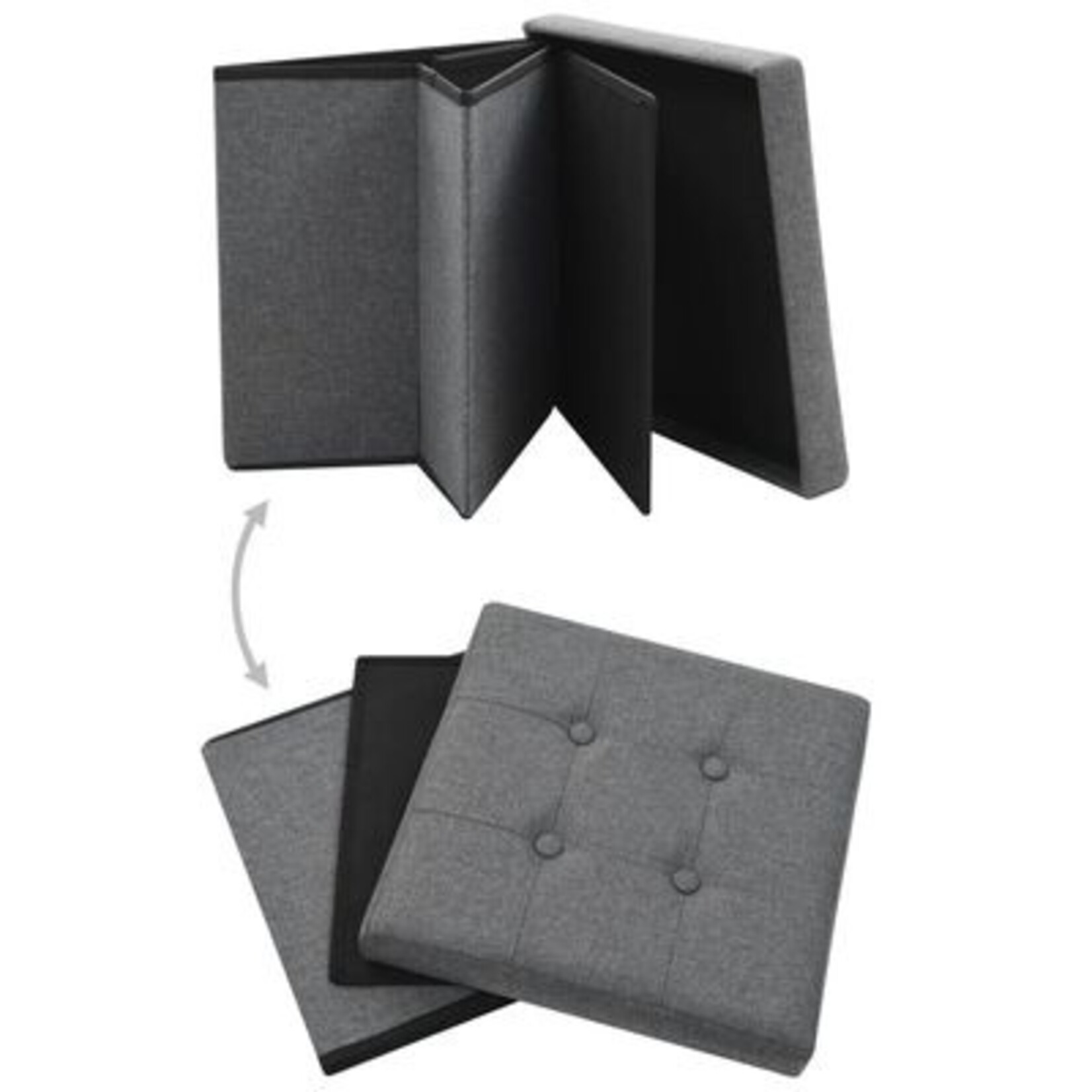 Parya Home -  Grijze Poef - Hocker - Donkergrijs - 38 x 38 x 38 cm