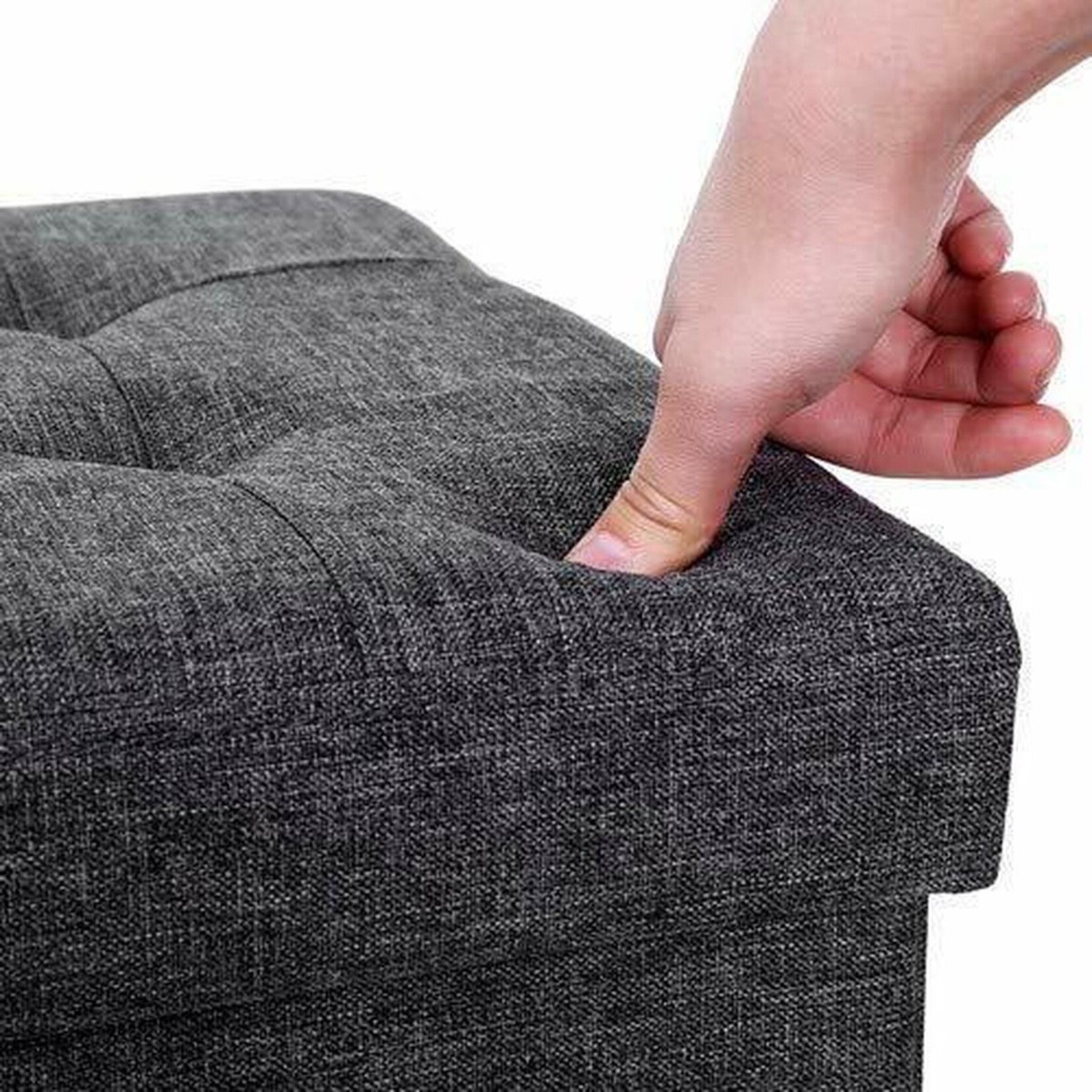 Parya Home -  Grijze Poef - Hocker - Donkergrijs - 38 x 38 x 38 cm