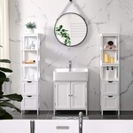 Parya Home - High Bathroom Cabinet - 2 Drawer - 3 Shelves - Wood - White