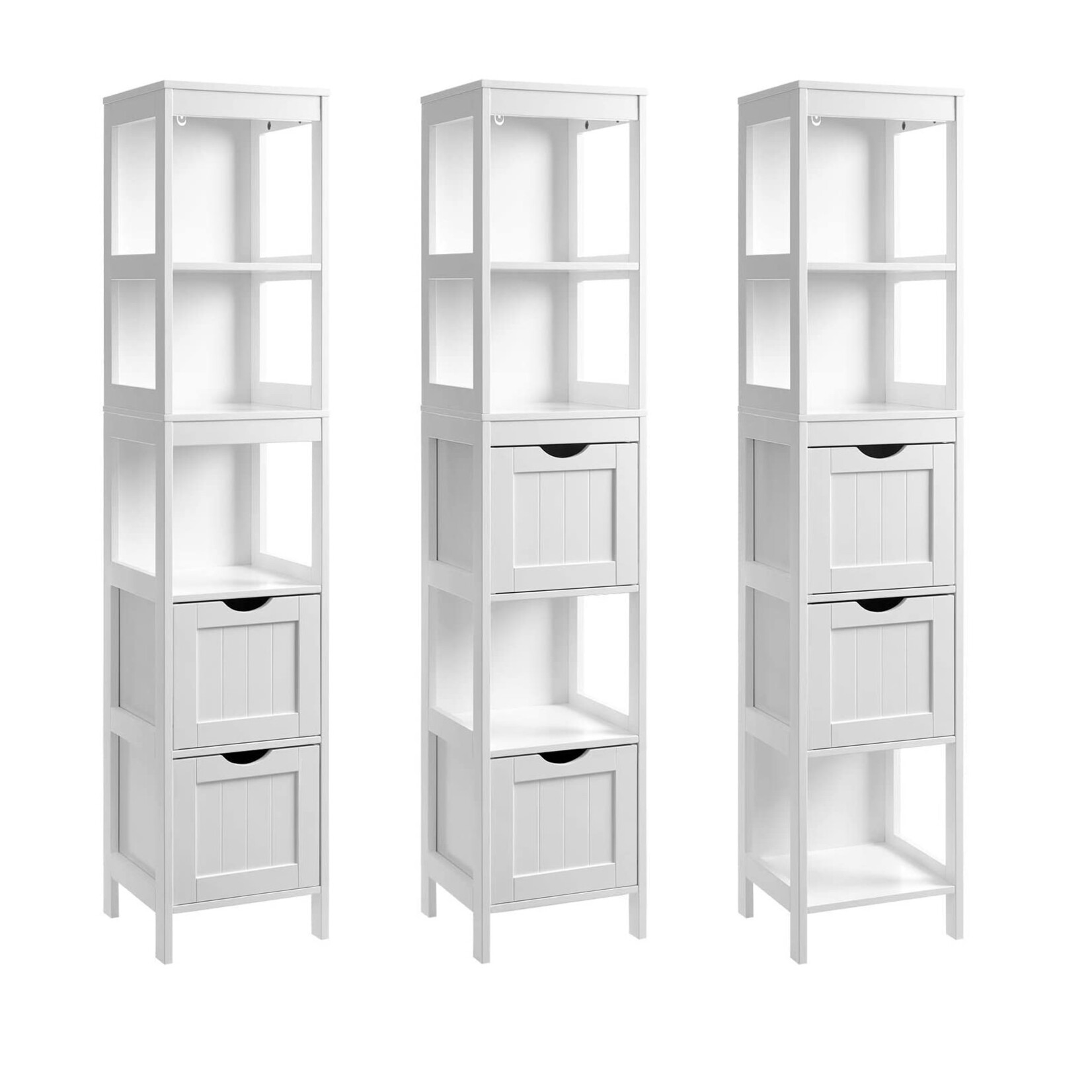 Parya Home Parya Home - High Bathroom Cabinet - 2 Drawer - 3 Shelves - Wood - White