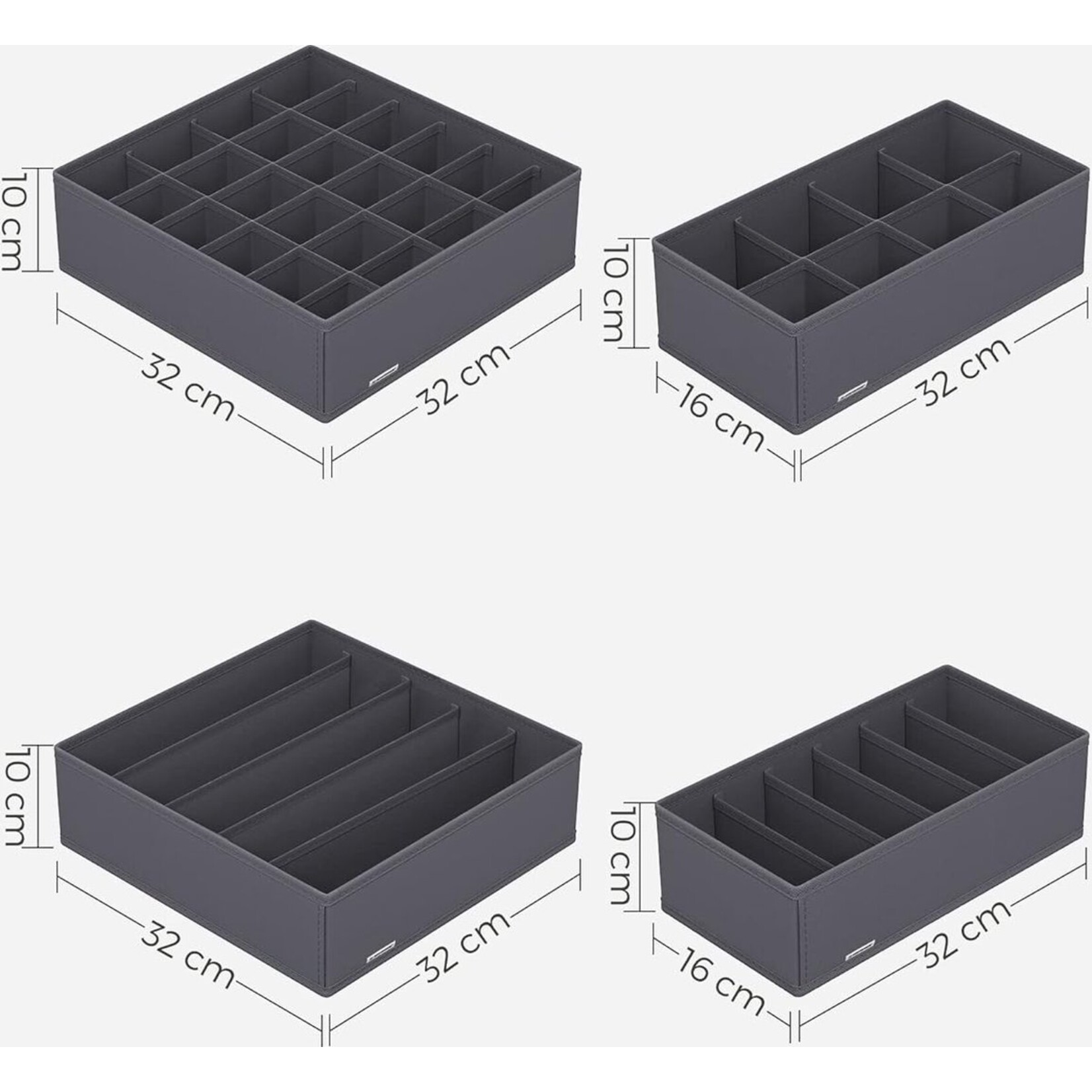 Parya Home Parya Home Storage boxes Drawer organizer set of 8 gray