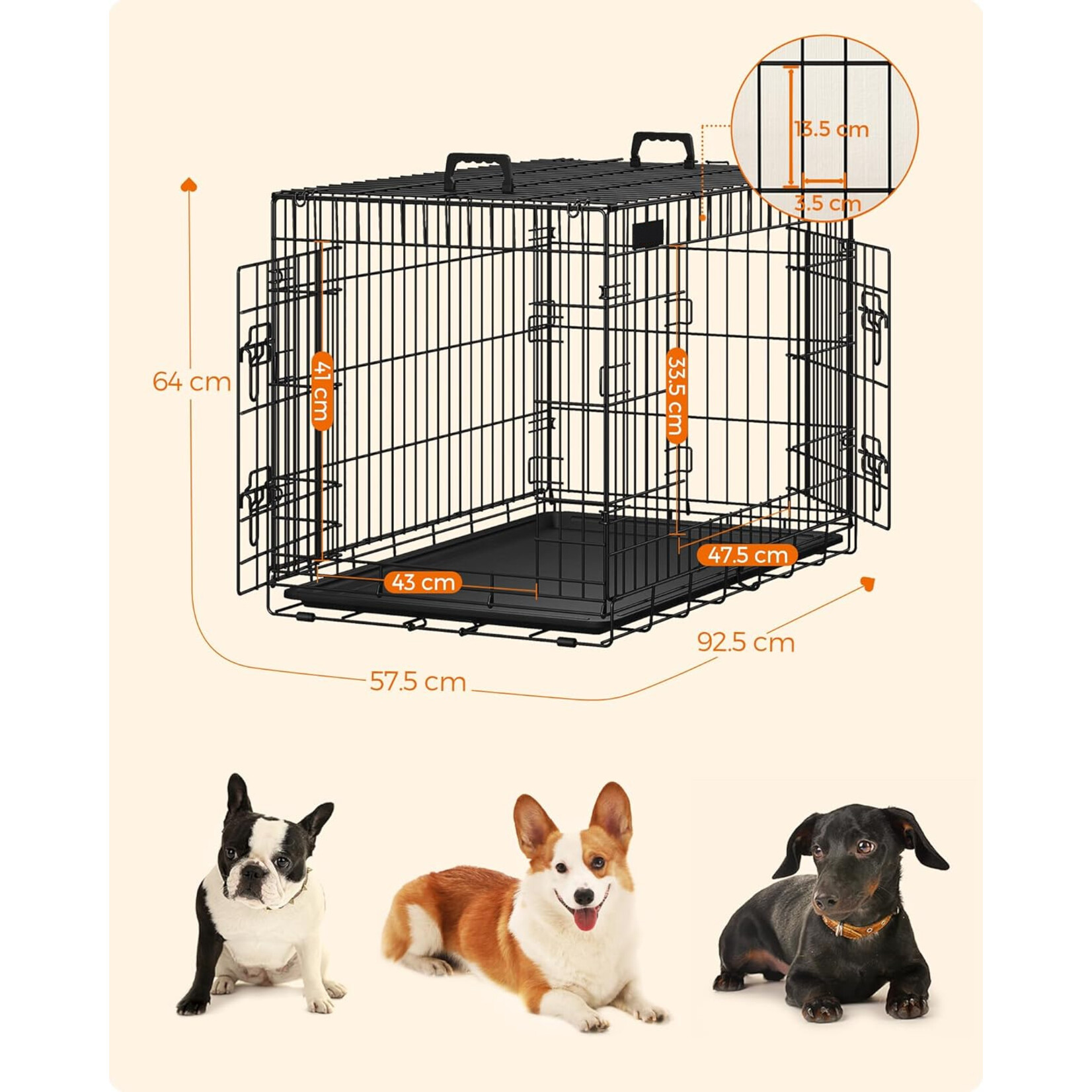 Parya Home Dog Kennel - Black - 91 x 57 x 64 cm