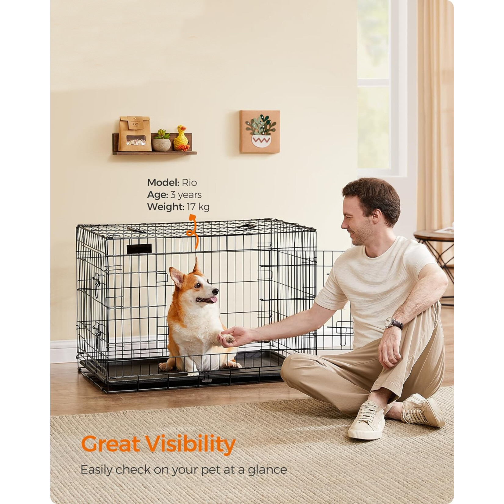 Parya Home Dog Kennel - Black - 91 x 57 x 64 cm