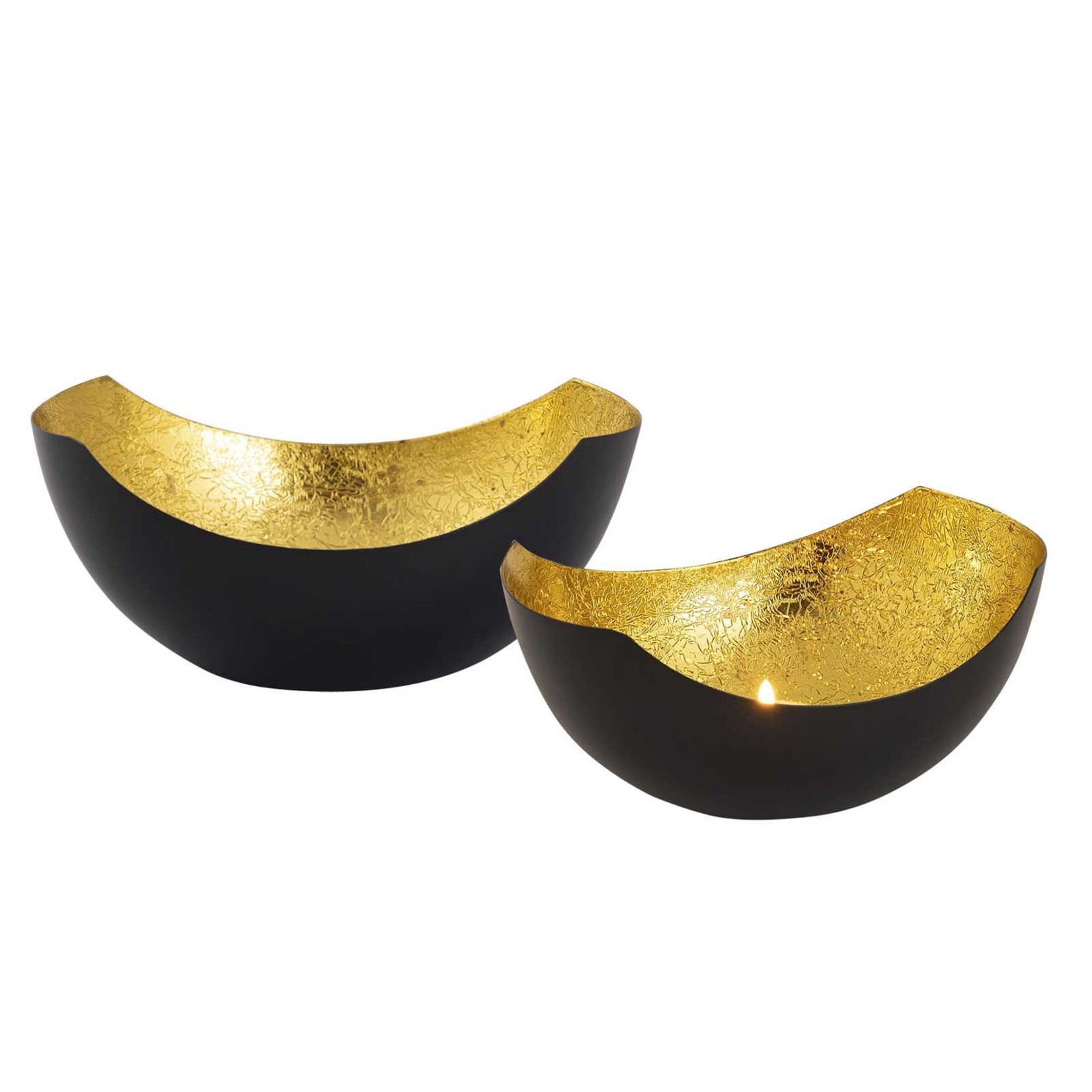 Bobbel Home Bobbel Home - Candlestick holder set 2 pcs Candlestick Love bowl shape black matt gold-plated inside