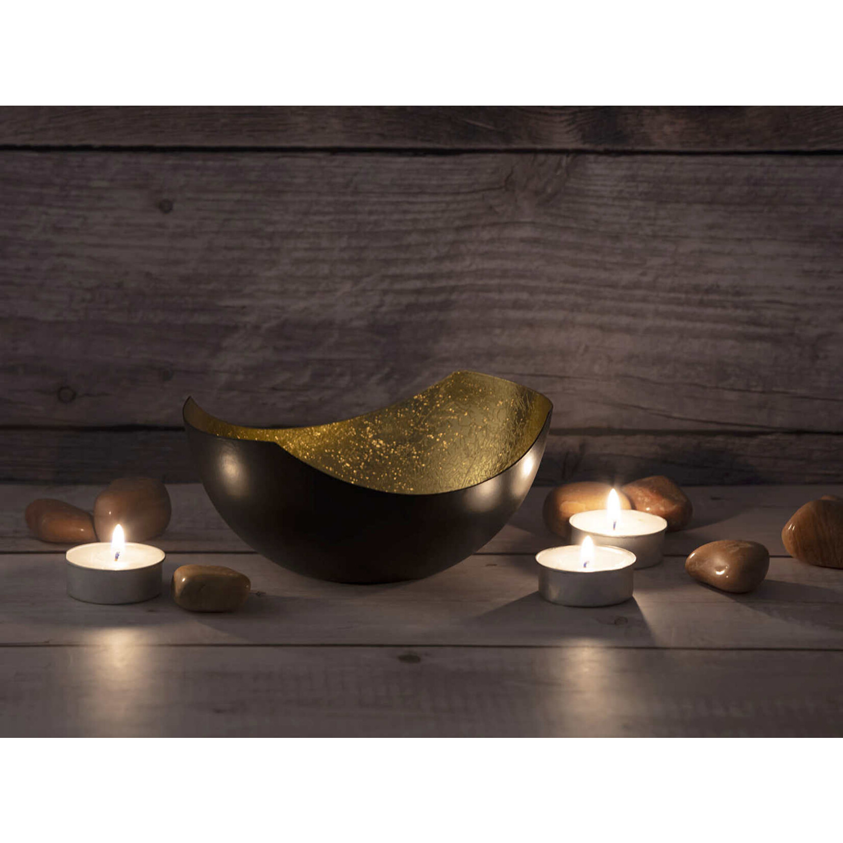 Bobbel Home Bobbel Home - Candlestick holder set 2 pcs Candlestick Love bowl shape black matt gold-plated inside