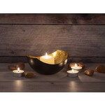Bobbel Home Bobbel Home - Waxinelichthouder set 2 stuks Kandelaar Love bowl vorm zwart mat vergulde binnenkant