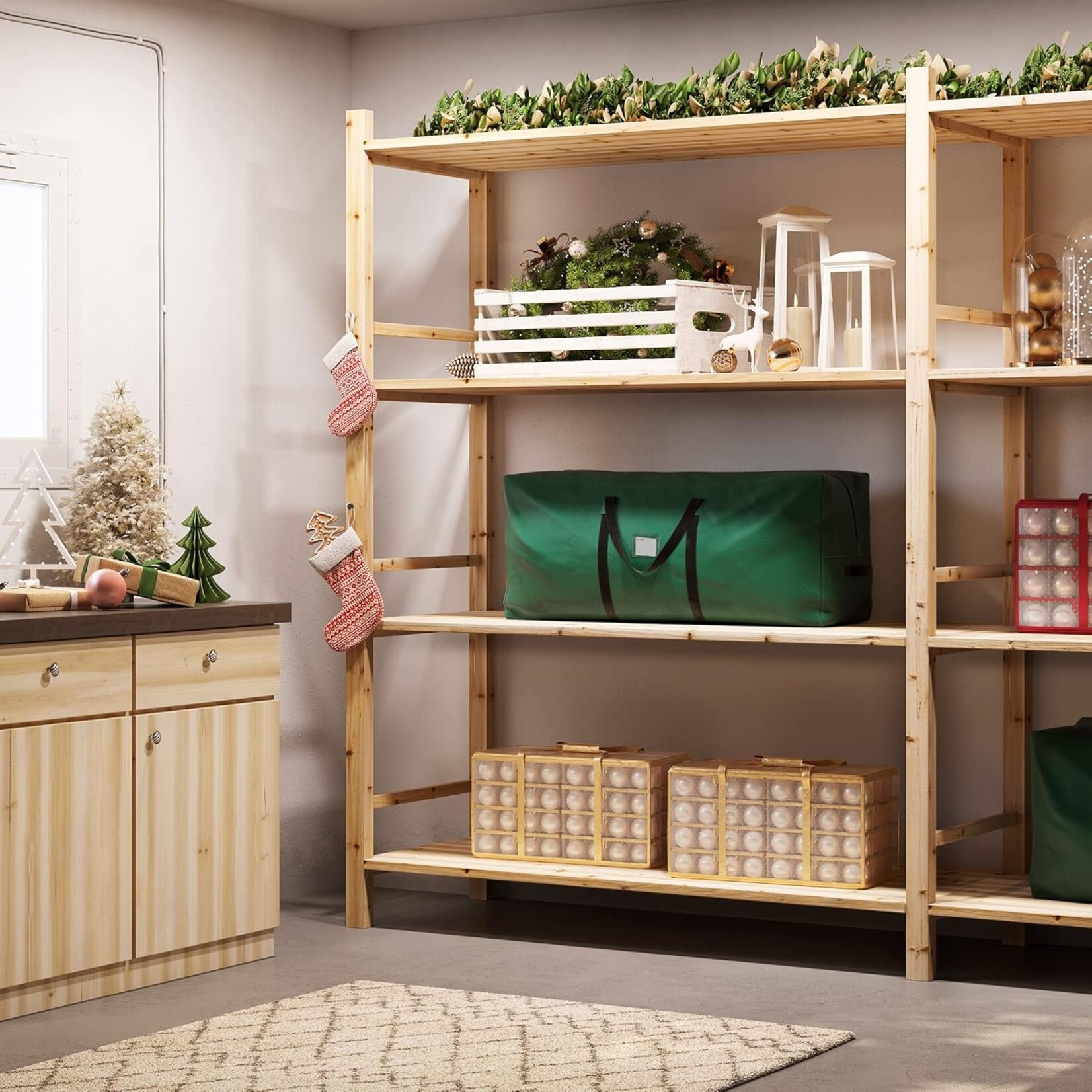 Parya Home Kerstboom Opbergtas Draagtas voor Bomen tot 210 cm met Handgrepen Groen
