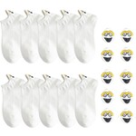 Parya Smiling Socks® 10-Pack - Fun Socks - Female/Male - Size 35-43 - Funny socks - Cotton - Gift for her - Non-slip socks - One size socks - White