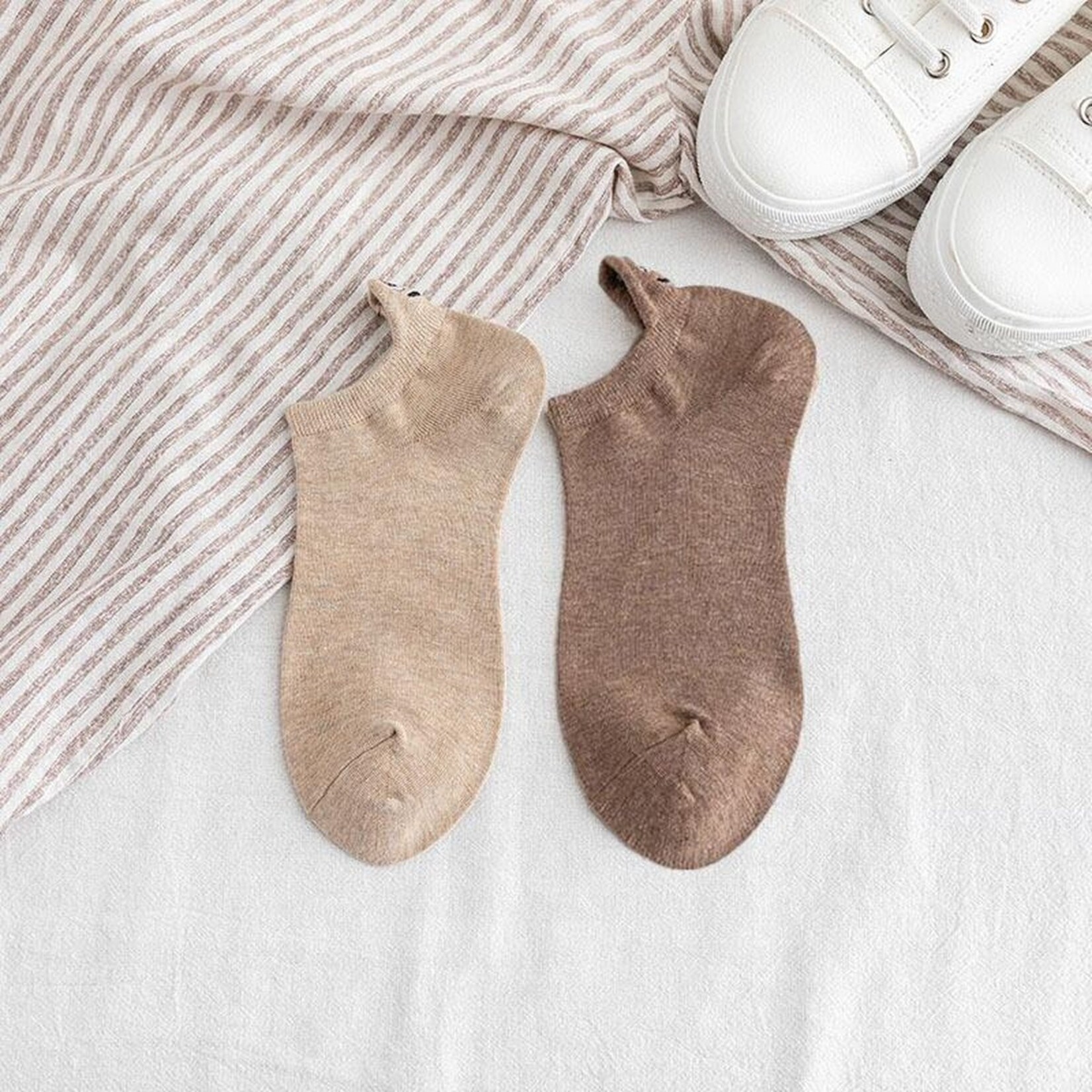 Smilling socks Smiling Socks® 10-Pack - Leuke sokken - Vrouw/Man - Maat 35-43 - Grappige sokken - Katoen - Cadeau voor haar - Antislip sokken - One size sokken - aarde tinten