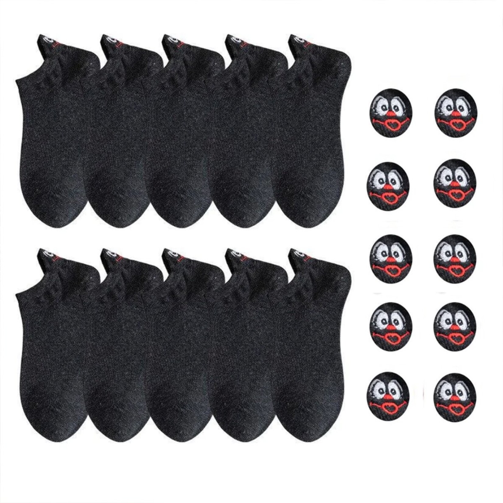 Parya Smiling Socks® 10-Pack - Fun Socks - Female/Male - Size 35-43 - Funny socks - Cotton - Gift for her - Non-slip socks - One size socks - Black