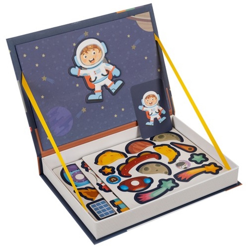 Bobbel Home – Magnetische Puzzelboek - Astronaut en ruimte editie – Kinderboek - Kinderpuzzel - Puzzelboekje