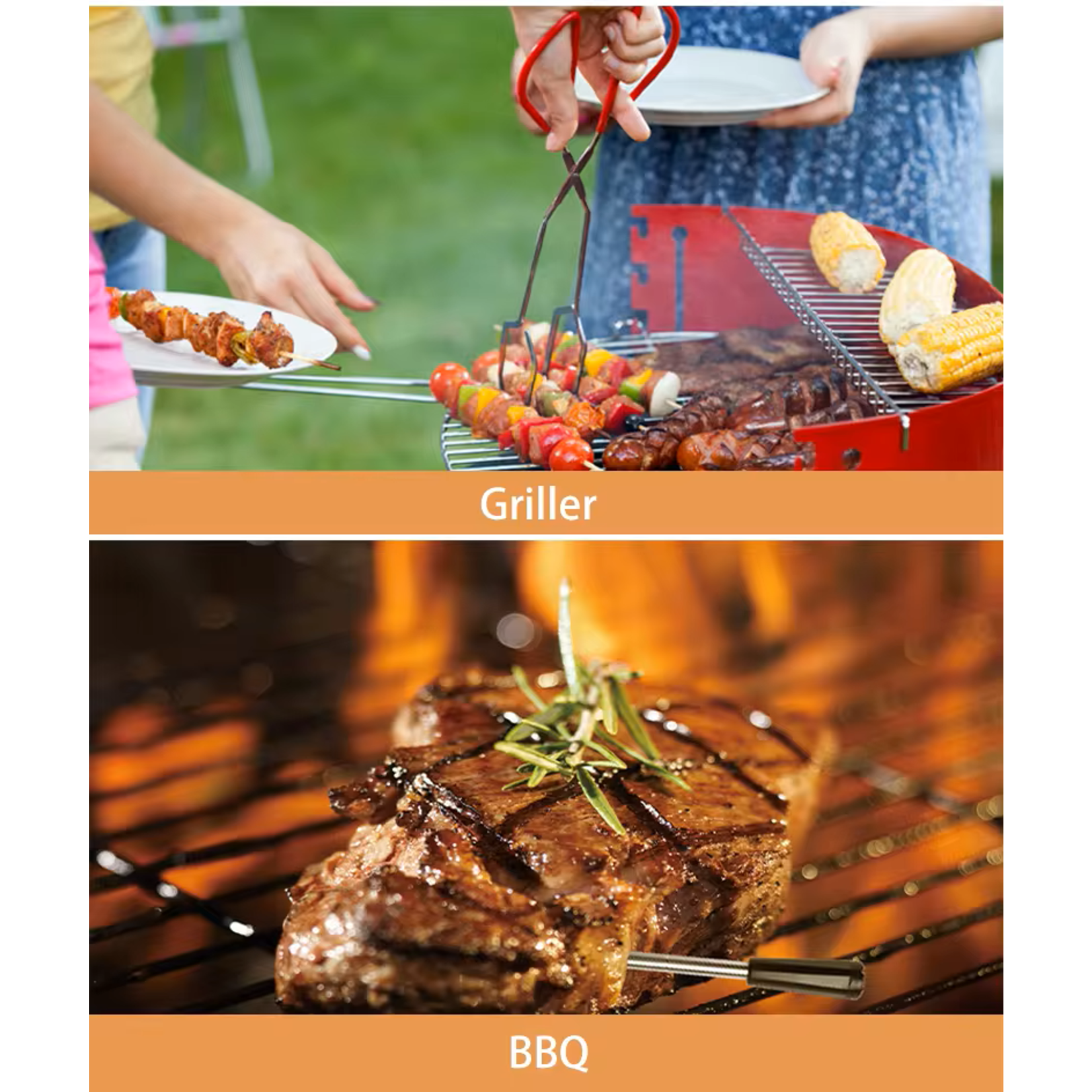 Dutch Wanted Dutch Wanted - Vleesthermometer Draadloos met App - Oventhermometer - BBQ Thermometer met Bluetooth - BBQ accesoires - RVS - ZWART