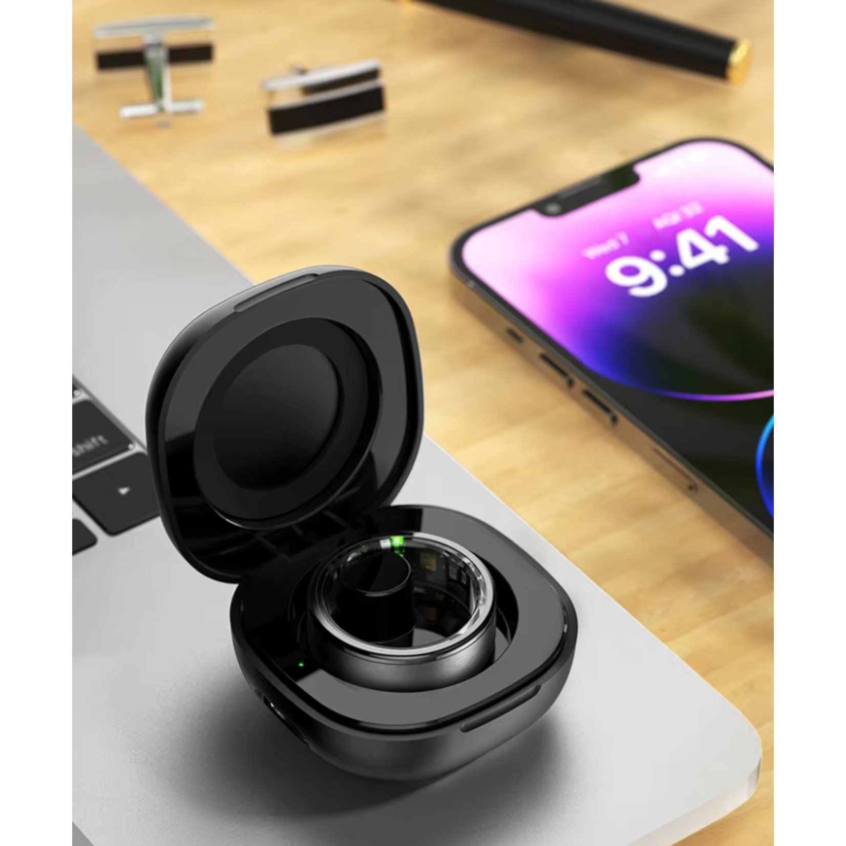 Parya - Smart Ring - European ring size 60 - Waterproof - Sleep Monitor - Heart Rate Monitor - SpO2 Monitor - Daily Activity Tracking - Mobile App - Black