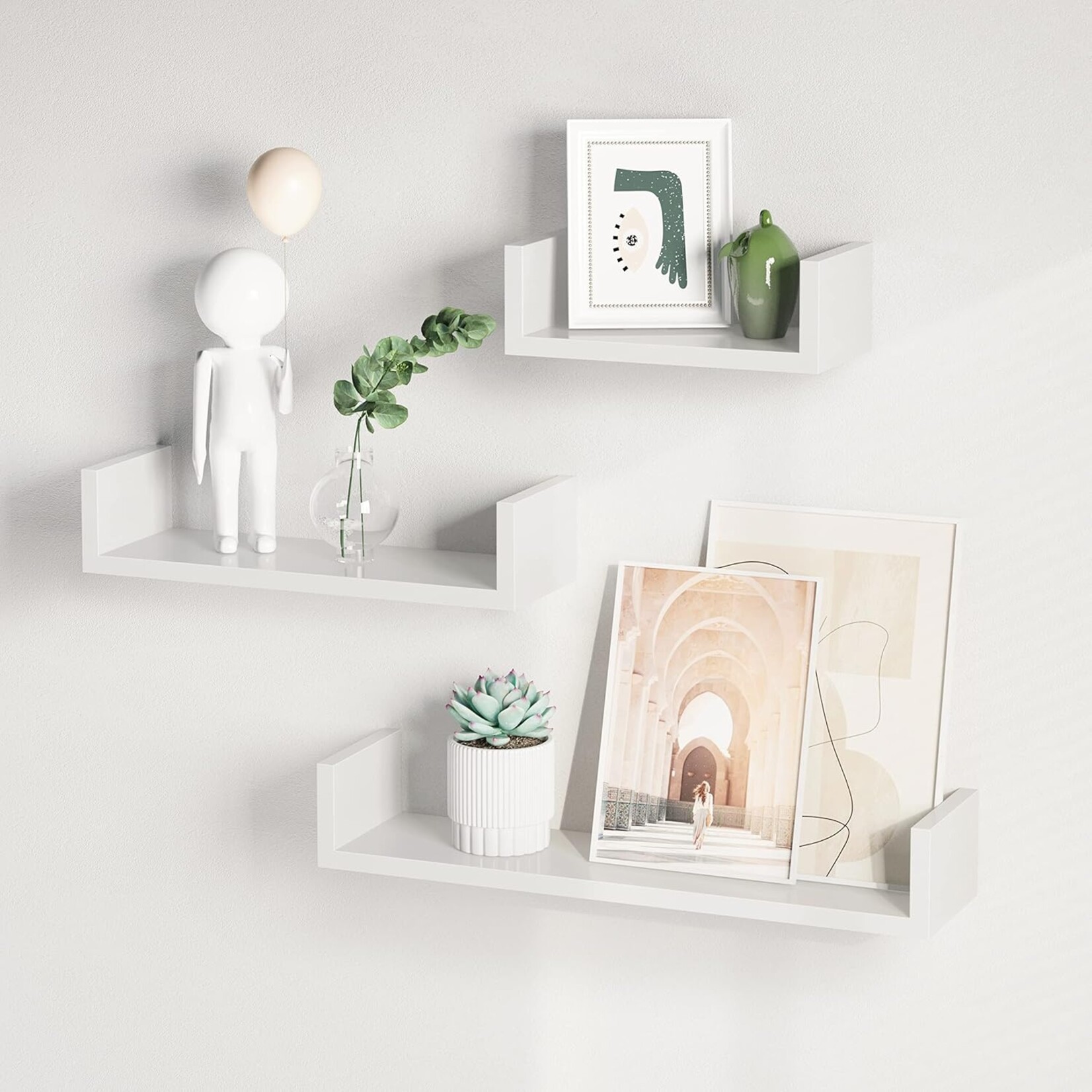 Bobbel Home Parya  Home - wall shelf set of 3 floating shelves, MDF wood, depth 15 cm