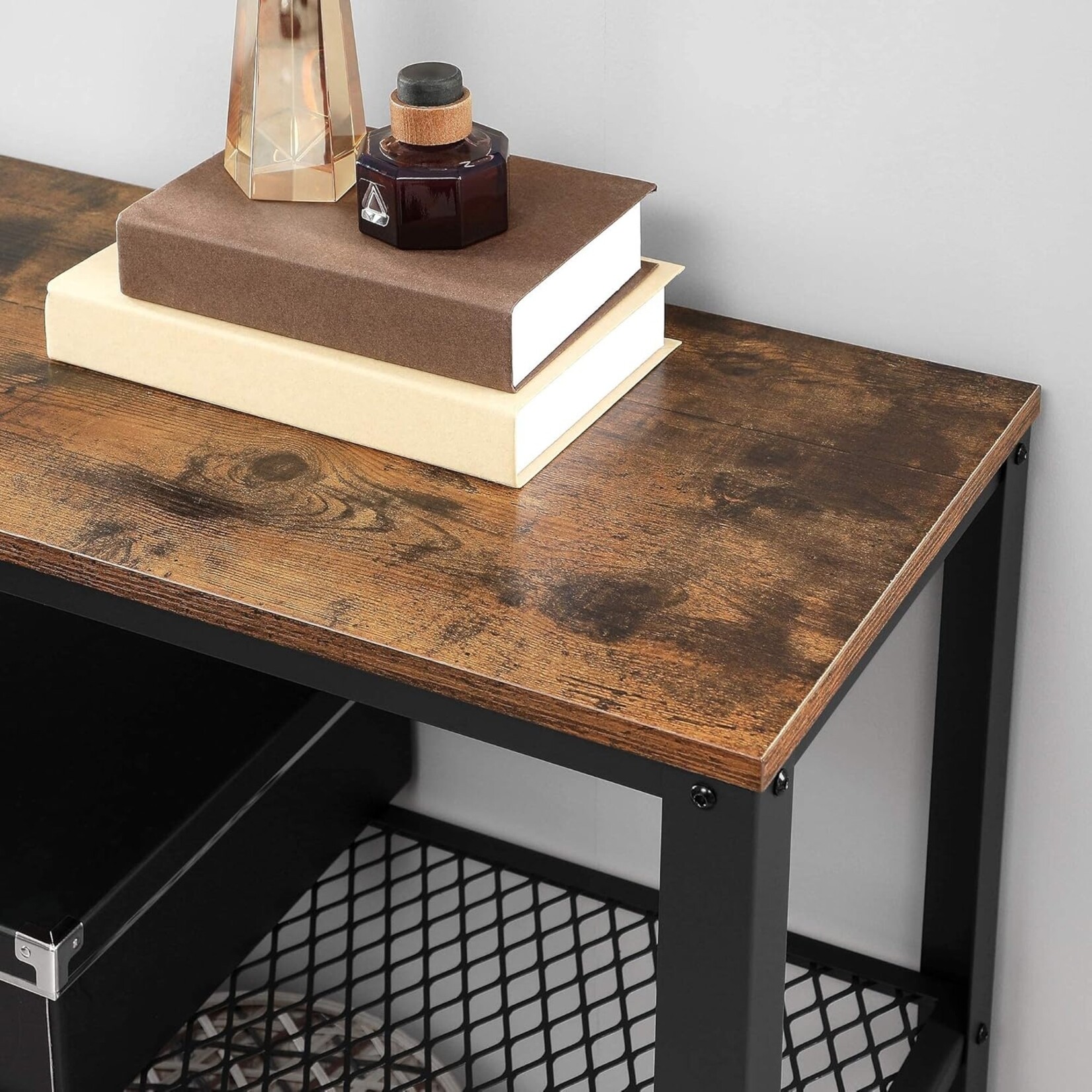Parya Home - Bijzettafel - Industrieel - Hout/Metaal - 101,5x35x80 cm