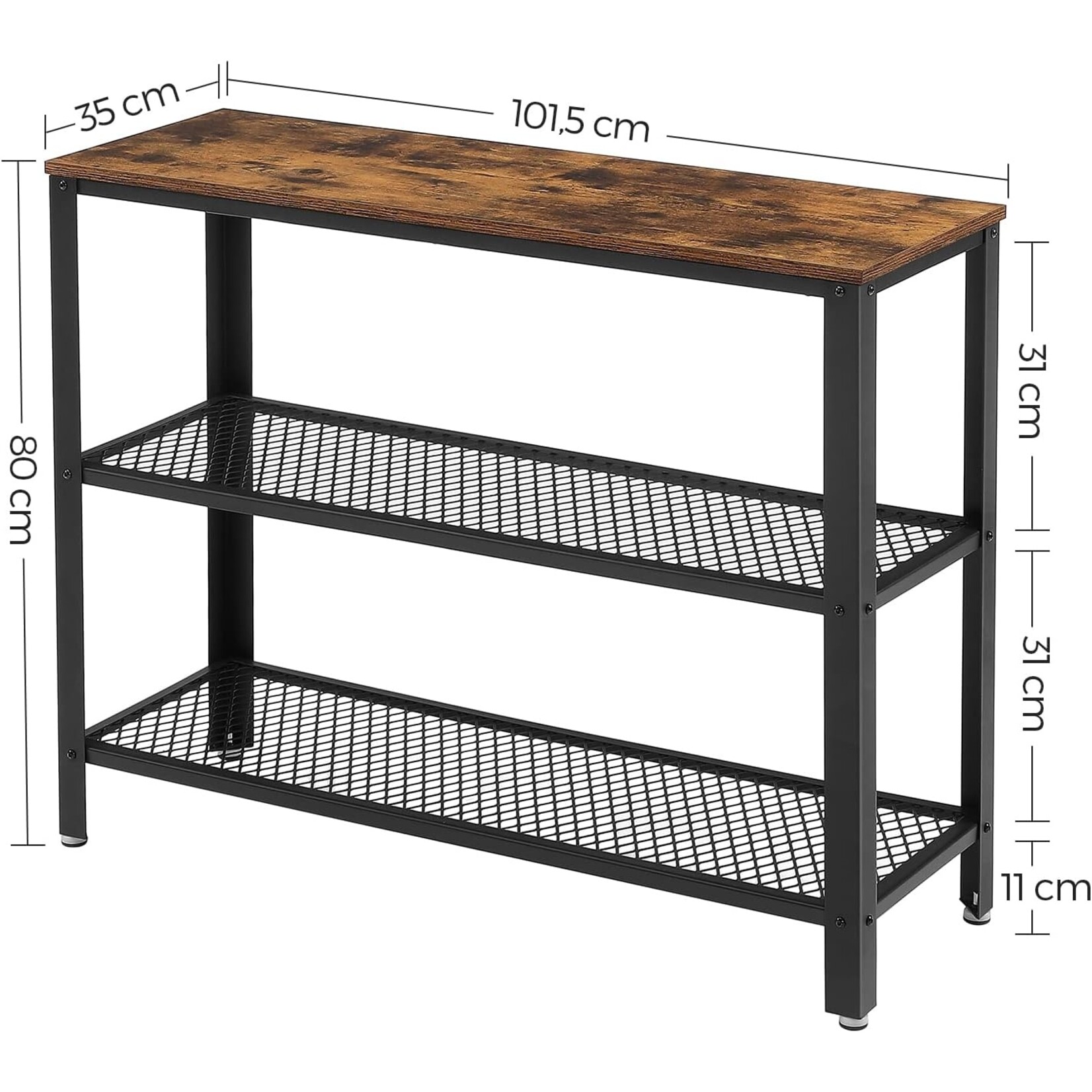Parya Home - Side table - Industrial - Wood/Metal - 101,5x35x80 cm