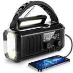 Dutch Wanted Dutch Wanted Emergency Radio - Solar Rewindable 10,000mAh - Rewind Radio - MODEL 2025 - Solar powerbank Solar - Survival Emergency Kit - Flashlight Rechargeable - Emergency Kit - Black