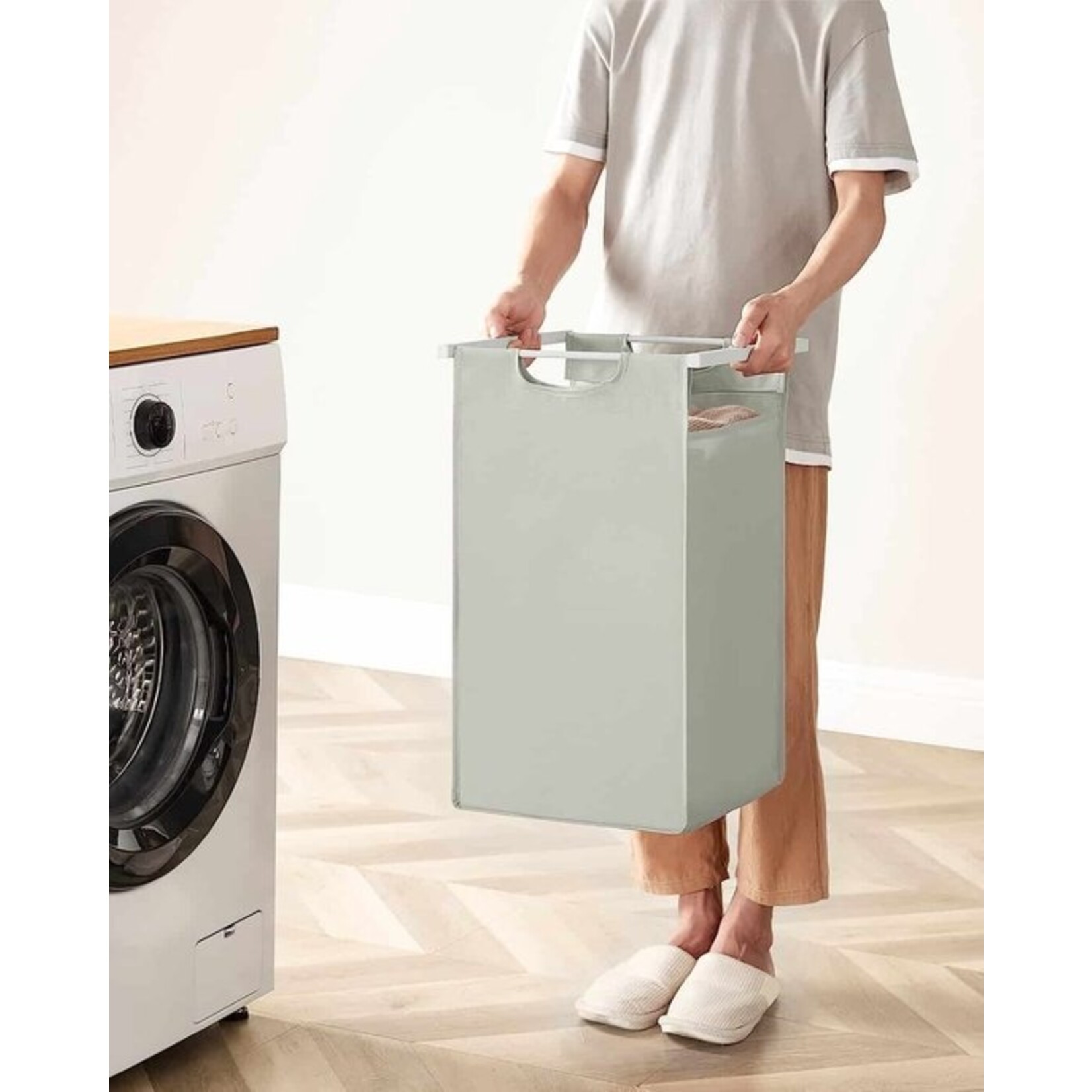 Laundry Basket With 3 Compartments, Pull-out Laundry Sorter, Removable Laundry Bag, 3 X 38L, 92.5 X 33 X 72 Cm, White