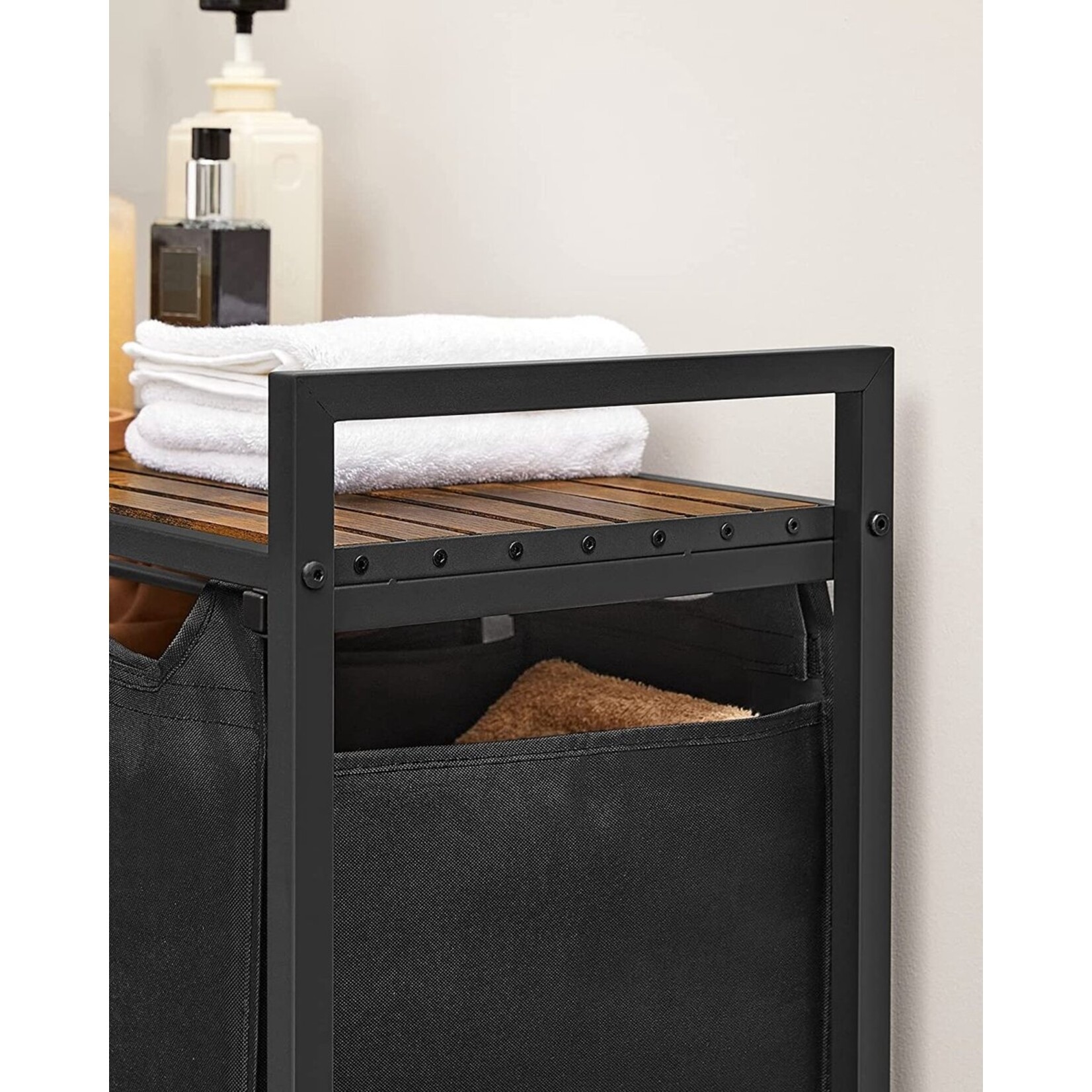 Parya Home Laundry Basket with 3 Boxes and Shelf - Spacious Laundry Sorter 114L for Organized Laundry