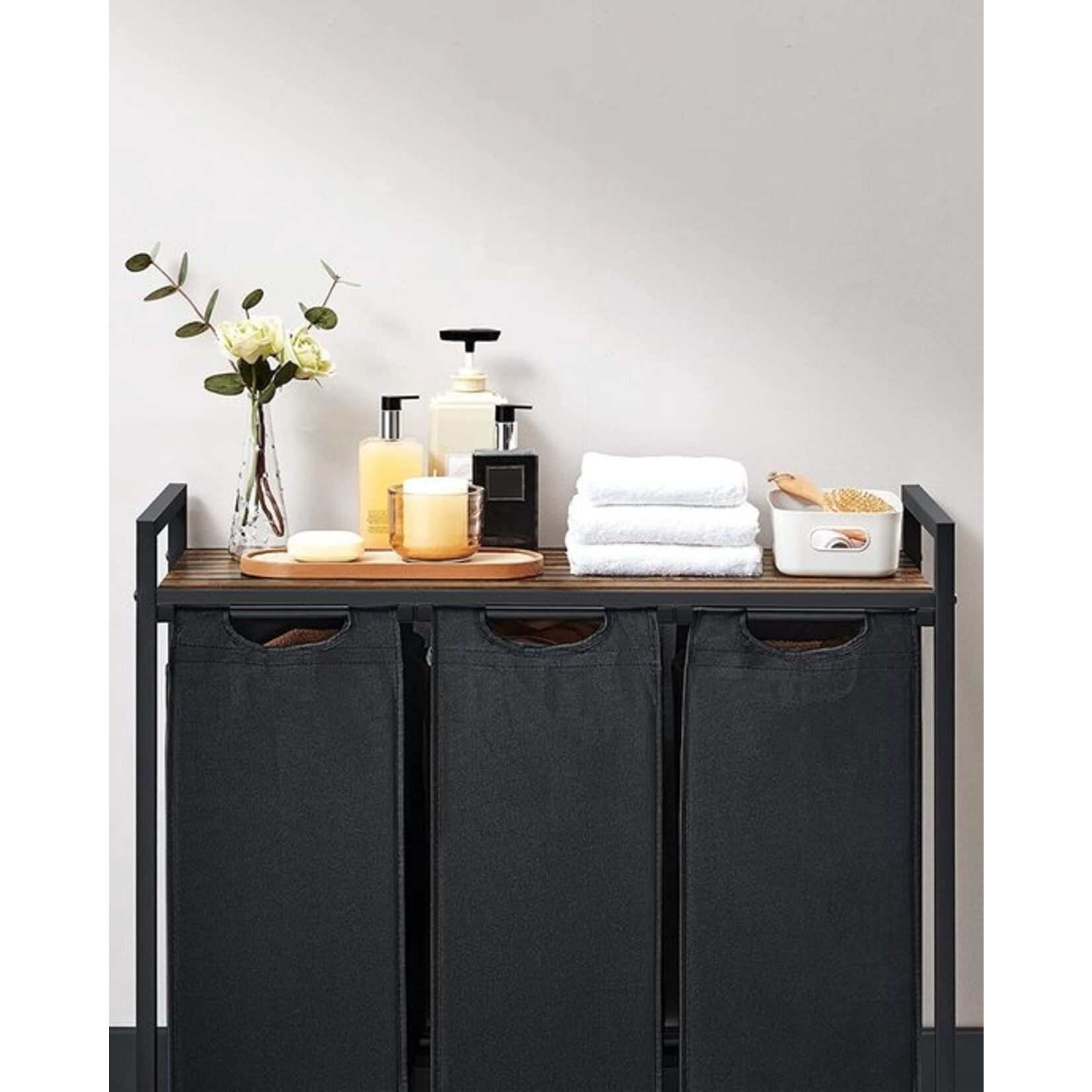 Laundry Basket with 3 Boxes and Shelf - Spacious Laundry Sorter 114L for Organized Laundry