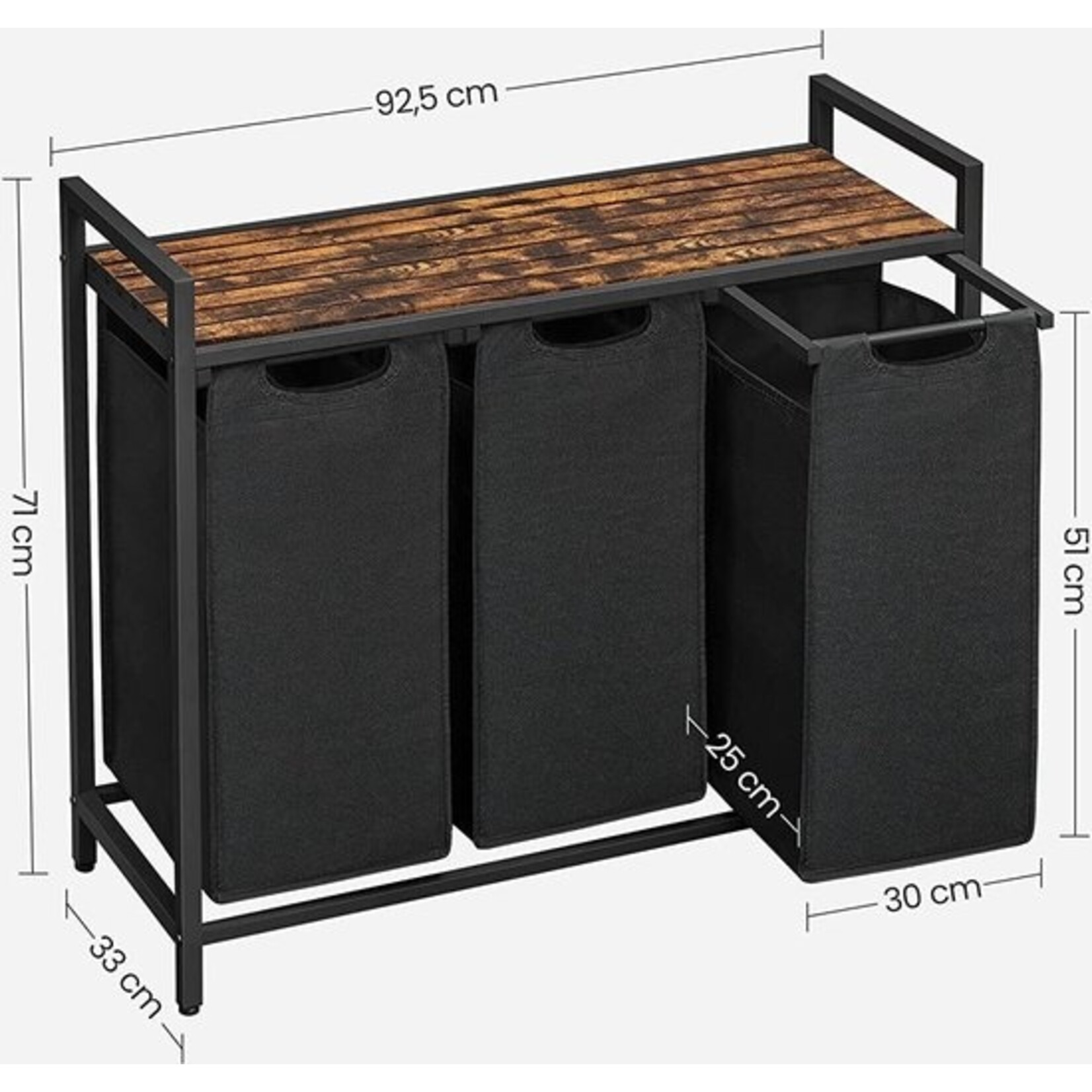 Parya Home Laundry Basket with 3 Boxes and Shelf - Spacious Laundry Sorter 114L for Organized Laundry