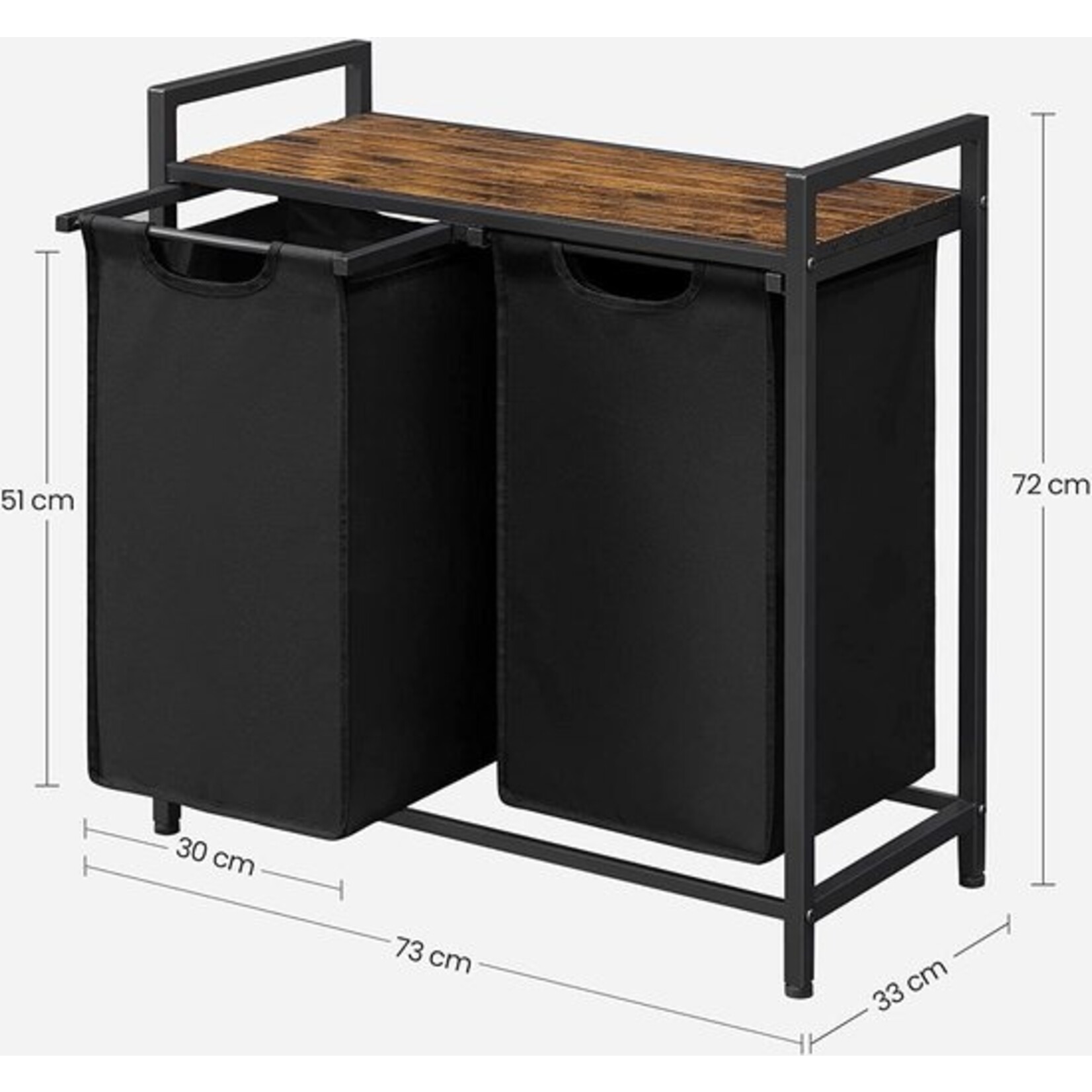 Parya Home Stylish Laundry Basket with 2 Compartments and Storage Rack - Space-saving Laundry Collector