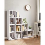 Parya Home Boekenkast, designkast, 10 kubusvakken, tentoonstellingsrek van hout, vrijstaand rek, ruimteverdeler, wit
