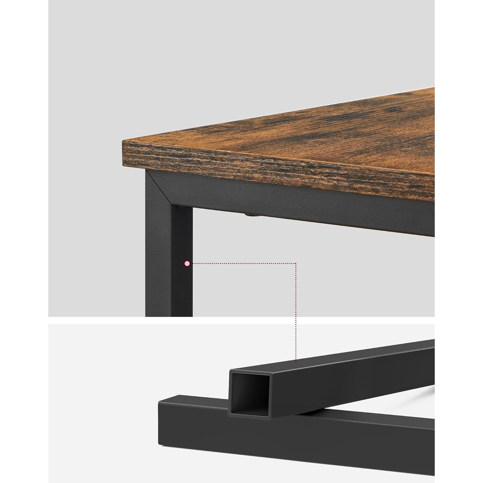 Parya Home Parya home Bijzettafel, Nachtkastje met Stekkerdoos, 2 Laden, Vintage Bruin/Inktzwart