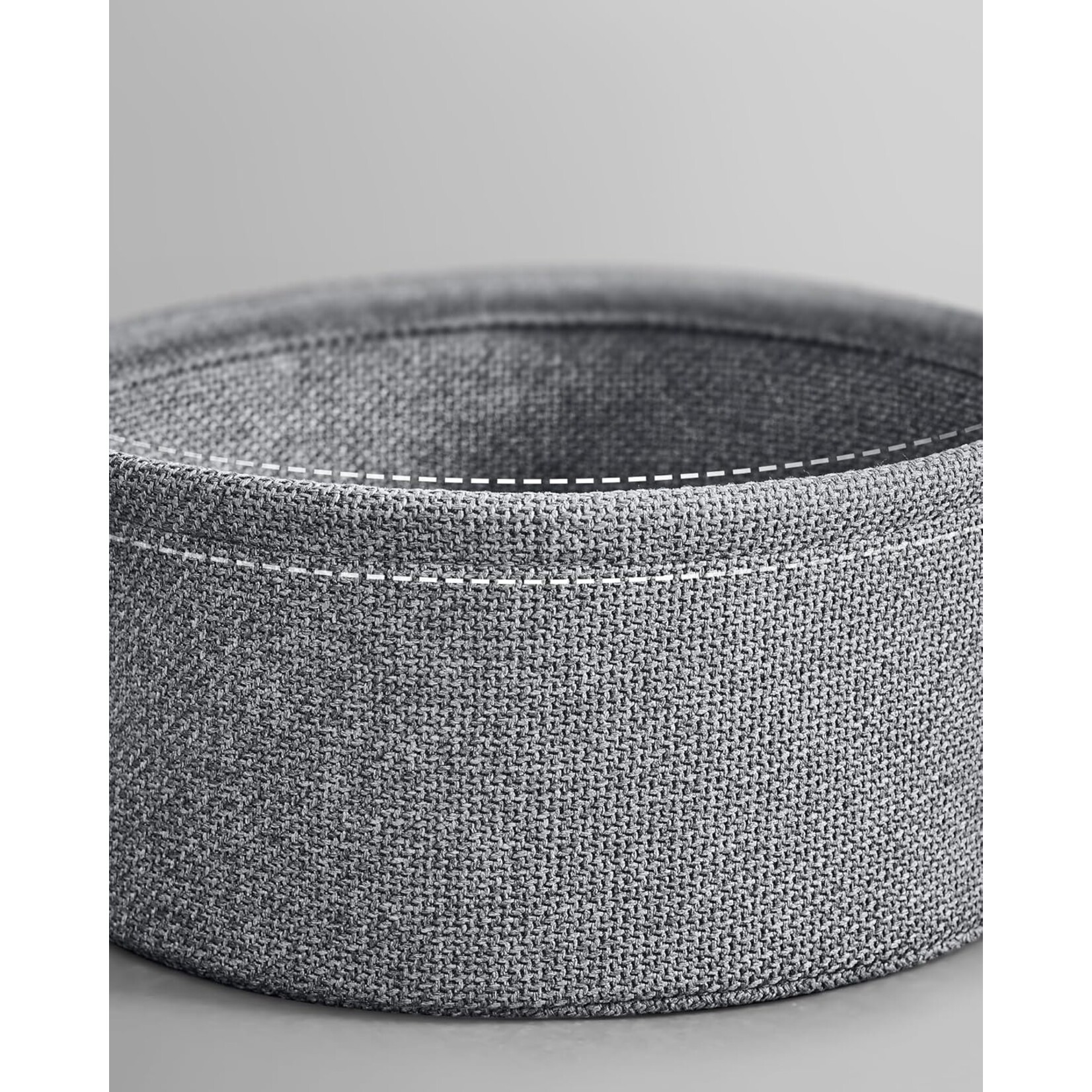 Parya Home Kleine ronde salontafel, bijzettafel met stoffen mand, opbergruimte, voor woonkamer, slaapkamer, nachtkastje, moderne stijl, boszwart en leigrijs