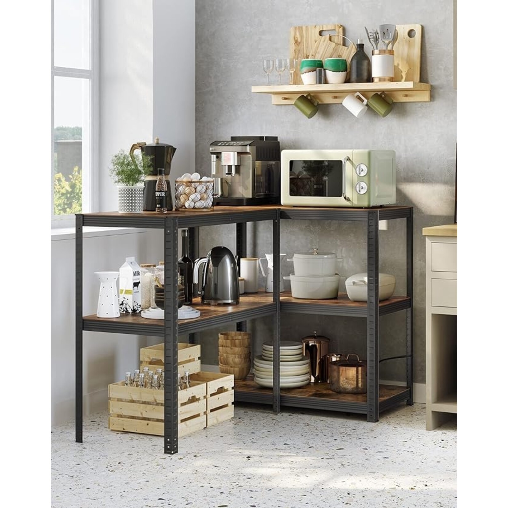 Bobbel Home Bobbel Home - Stellingkast -Verstelbare planken - 200x100x50cm - 875 kg - Zwart