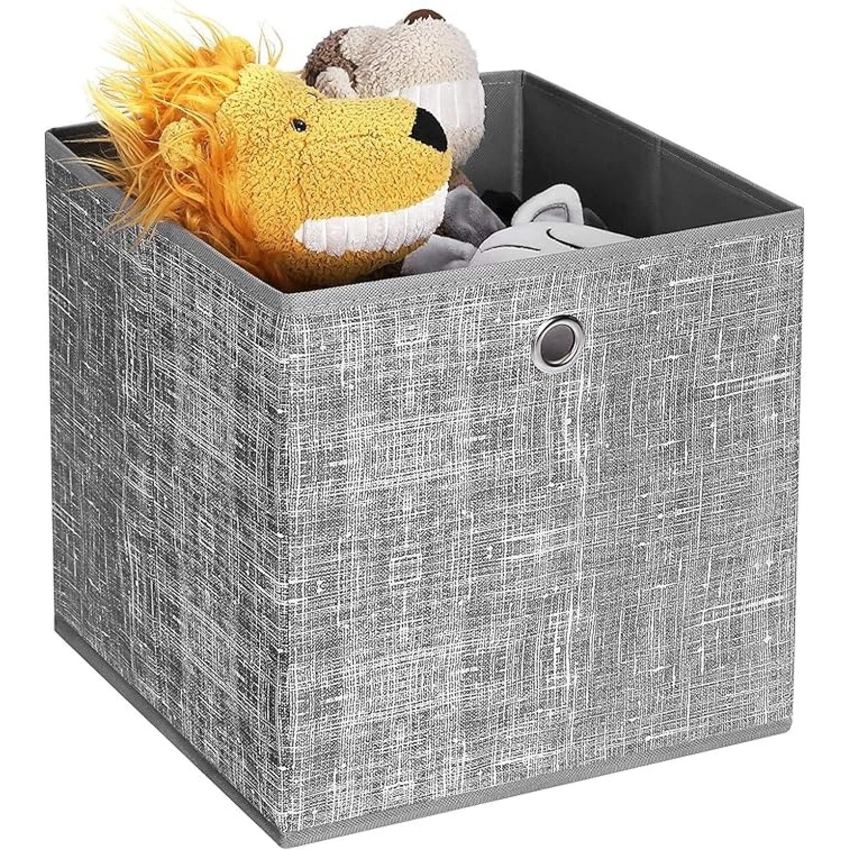 Opvouwbare opbergdozen, 6 stuks, kubussen, bakken, manden, kisten, van vliesstof, 30 x 30 x 30 cm, voor speelgoed, kleding, grijs gemêleerd