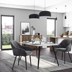 Parya Home eetkamerstoel, fauteuil, gestoffeerde stoel met armleuningen, metalen poten, fluwelen bekleding, zitbreedte 49 cm, max. 110 kg, voor studeerkamer, woonkamer, slaapkamer, grijs