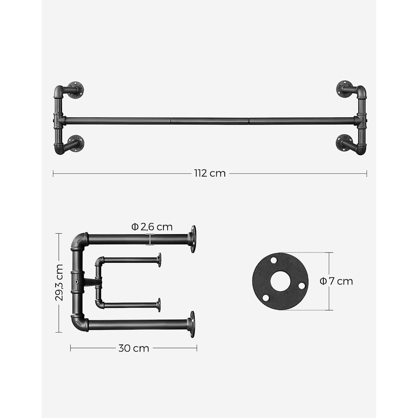 Parya Home - Coat racks - Wall mounted - Coat rack - Set of 2 - Black
